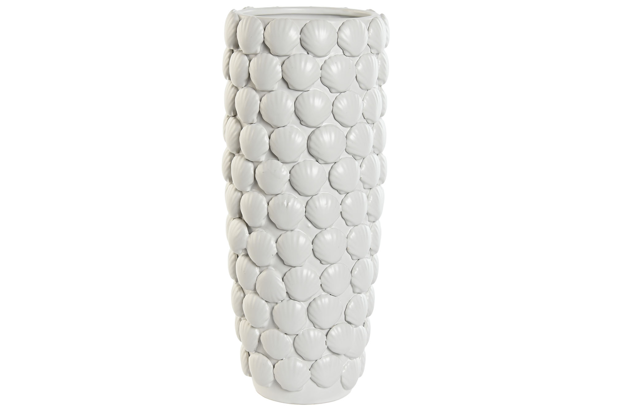 JARRON GRES 16,5X16,5X38,5 CONCHAS BLANCO