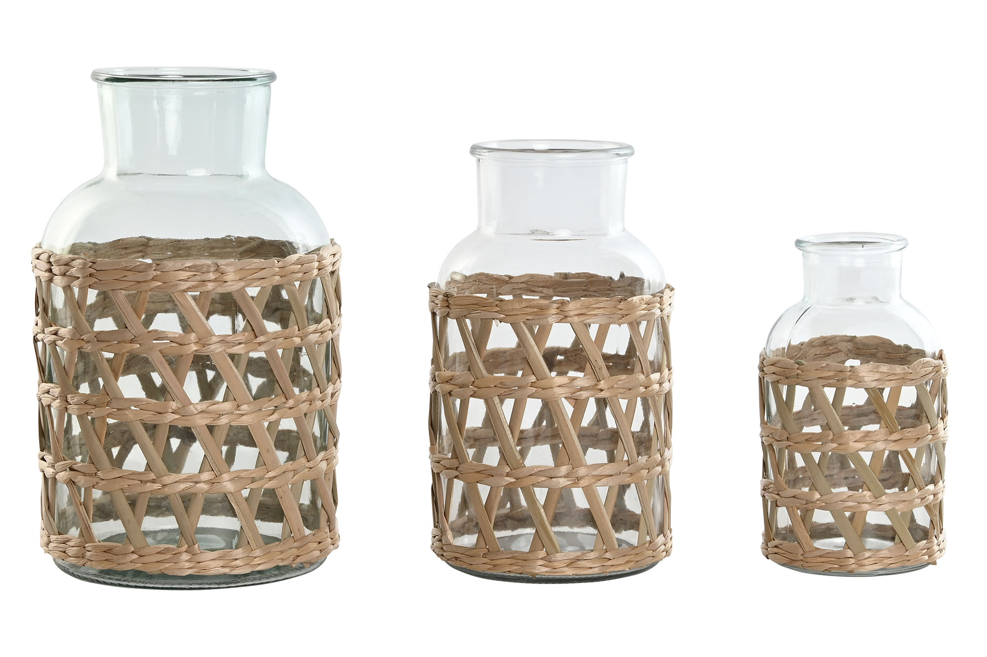 JARRON SET 3 CRISTAL FIBRA 18,3X18,3X30 NATURAL