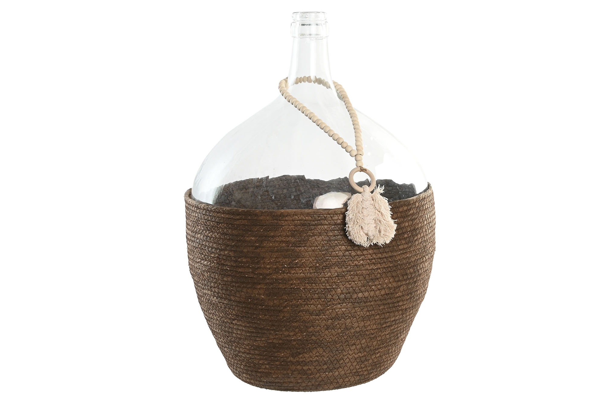 JARRON CRISTAL FIBRA 37X37X55 25 L, CON HOJA