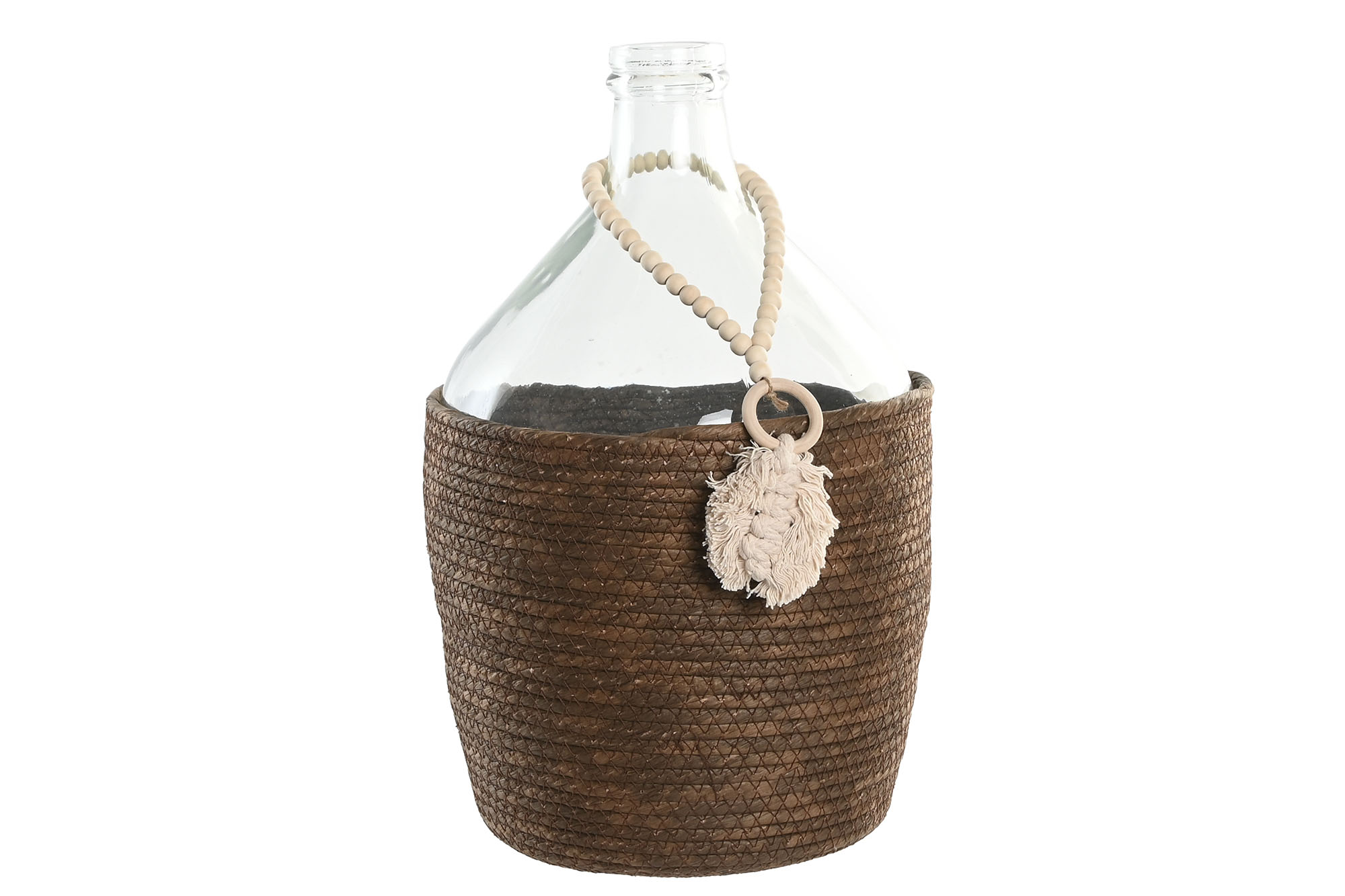 JARRON CRISTAL FIBRA 26X26X39 8,5 L, CON HOJA