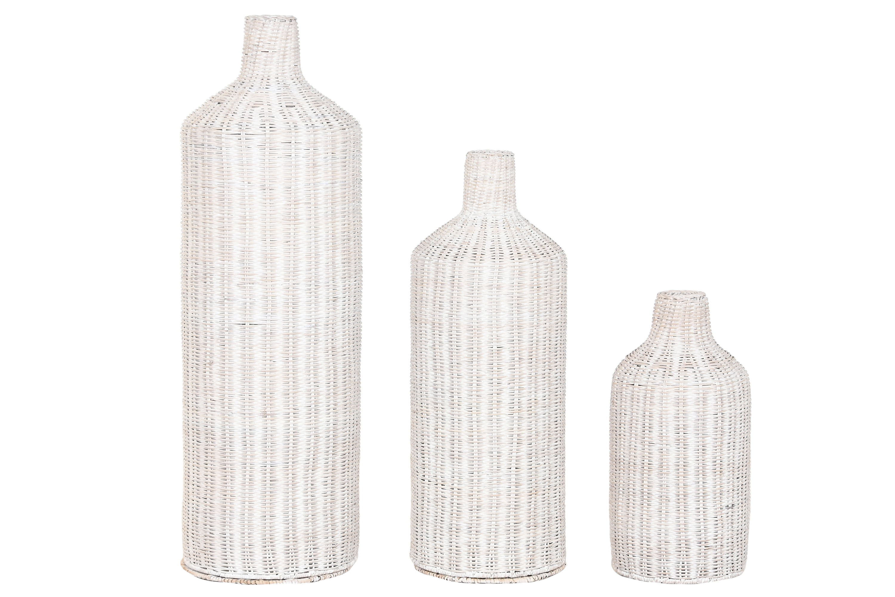 JARRON SET 3 RATAN METAL 25X25X81 NATURAL