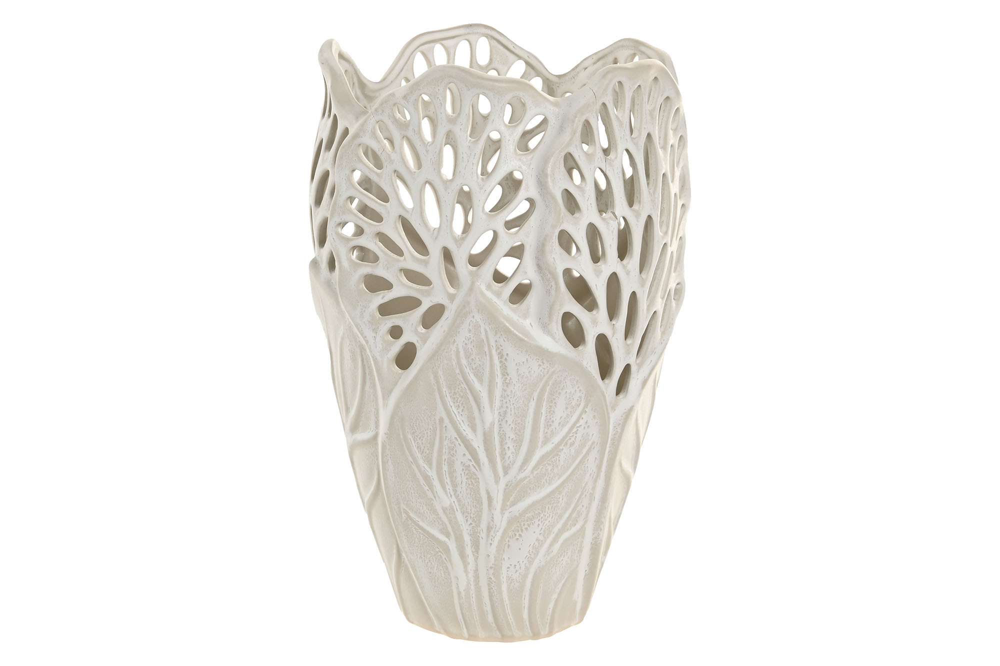 JARRON CERAMICA 23X23X36 HOJA BLANCO