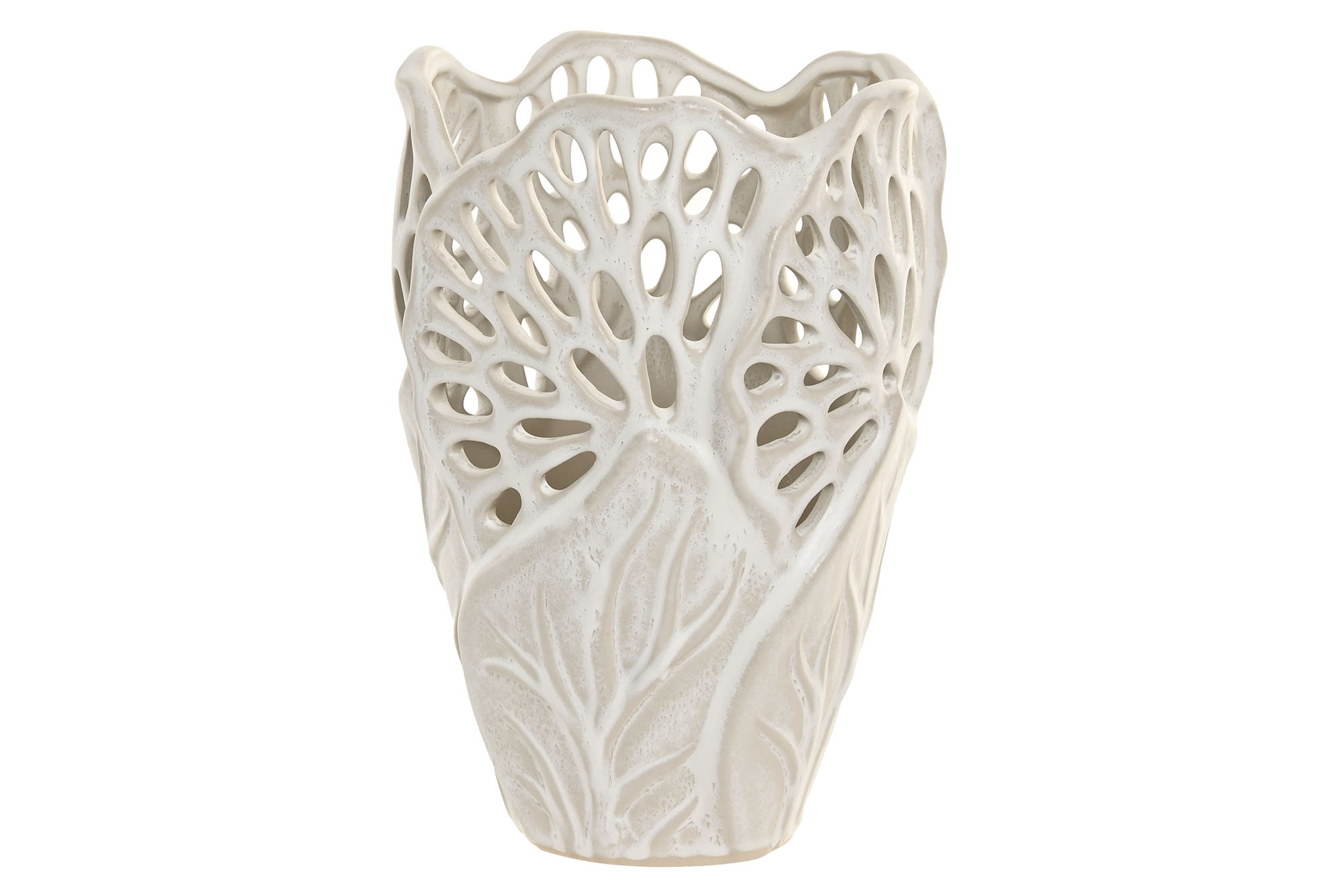 JARRON CERAMICA 18X18X25 HOJA BLANCO