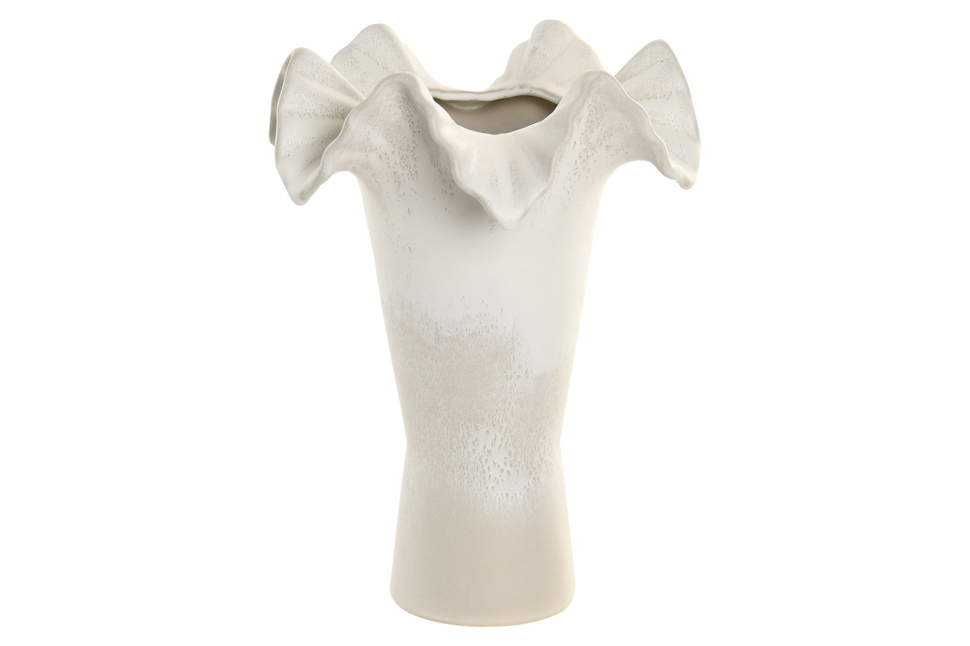 JARRON CERAMICA 26X26X33 ONDULADO BLANCO