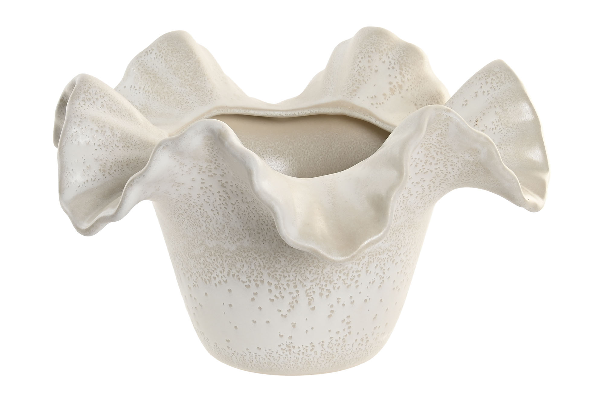 JARRON CERAMICA 30X30X18 ONDULADO BLANCO