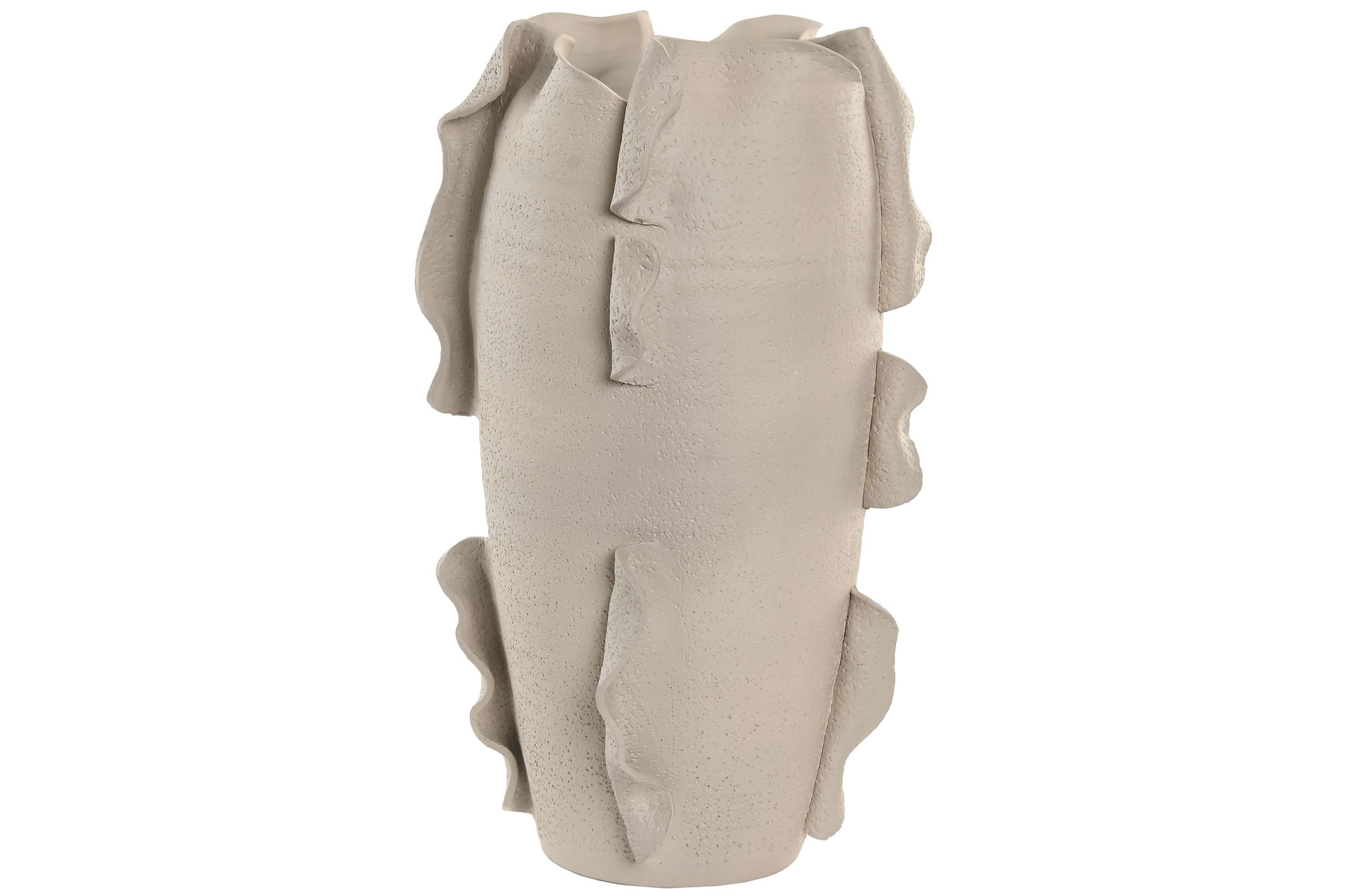 JARRON CERAMICA 27X27X47 ORGANICO ARTESANAL BLANCO