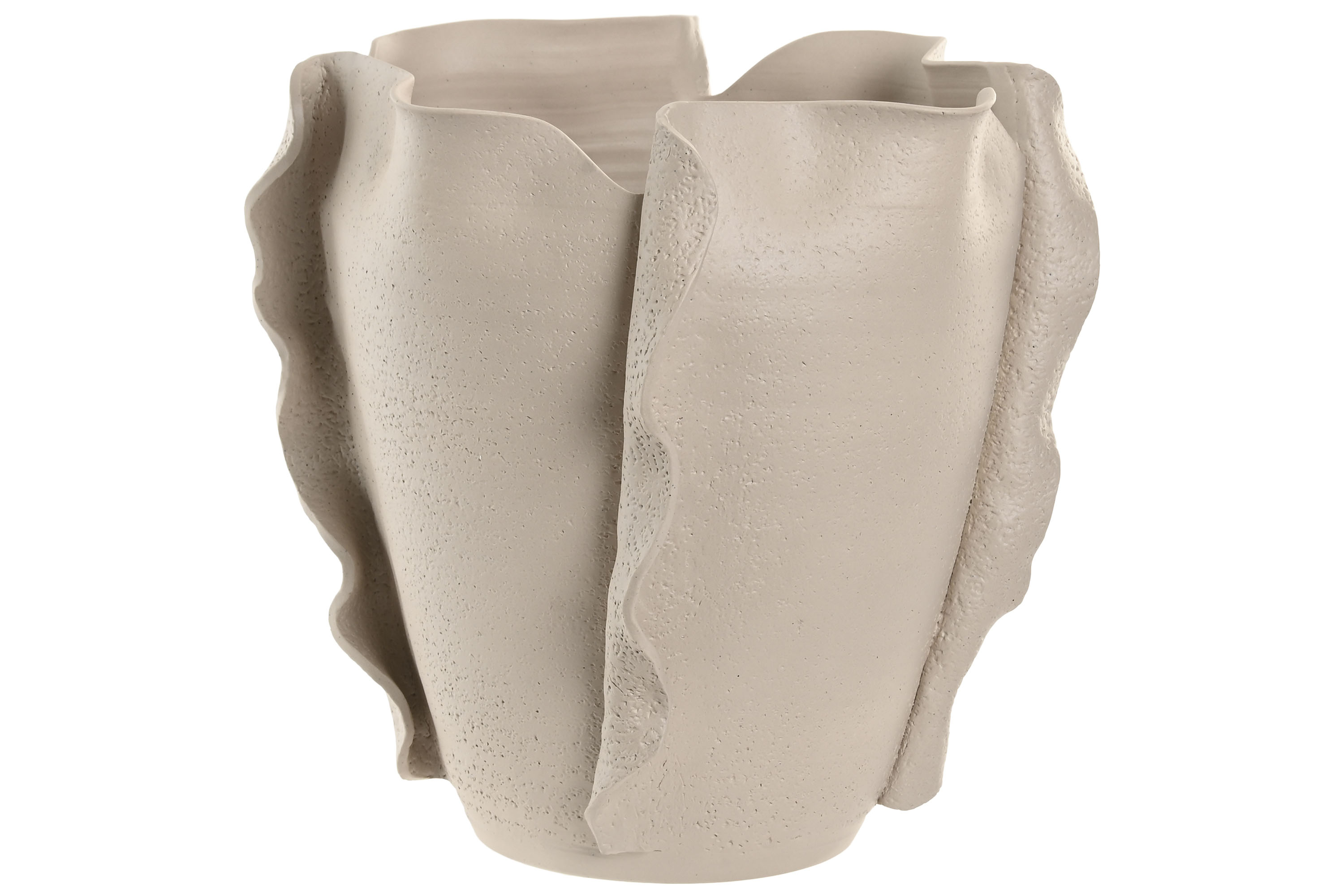 JARRON CERAMICA 33X33X32 ORGANICO ARTESANAL BLANCO
