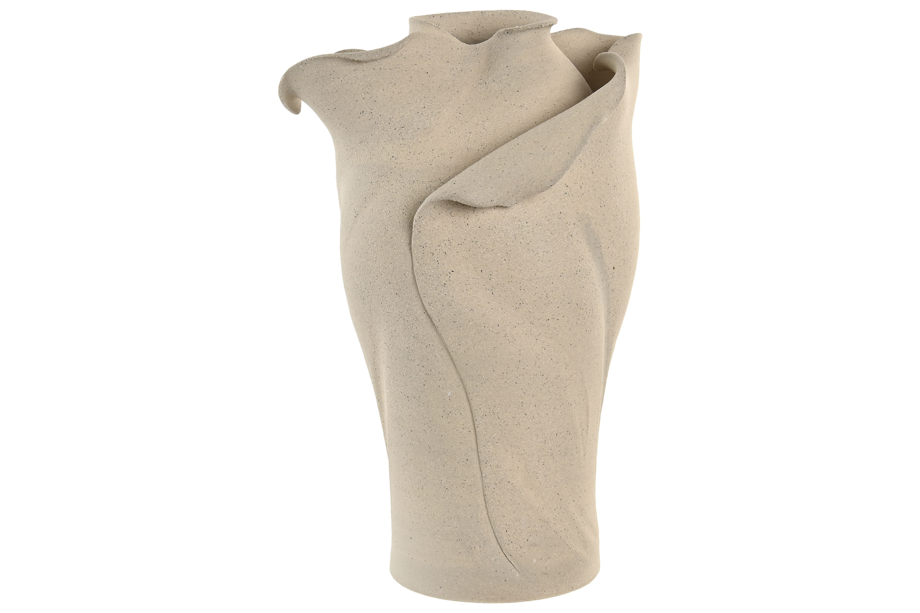 JARRON CERAMICA 24X24X37 ORGANICO ARTESANAL BLANCO