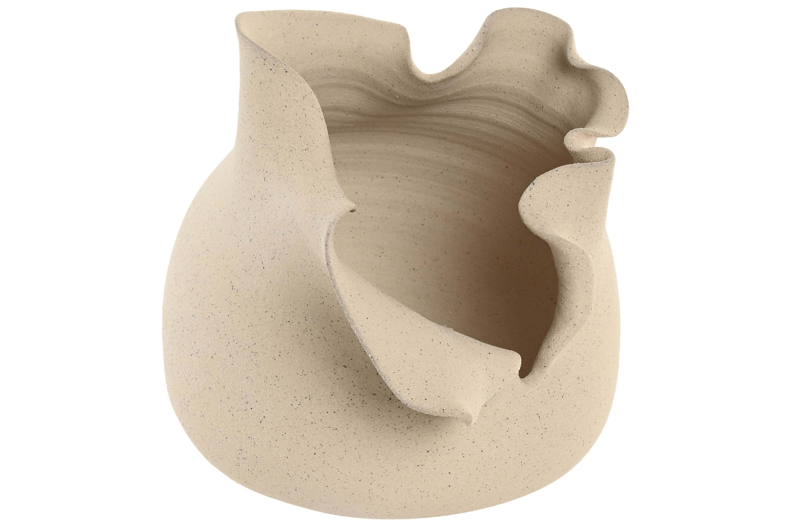 JARRON CERAMICA 27X22X22 ORGANICO ARTESANAL BLANCO