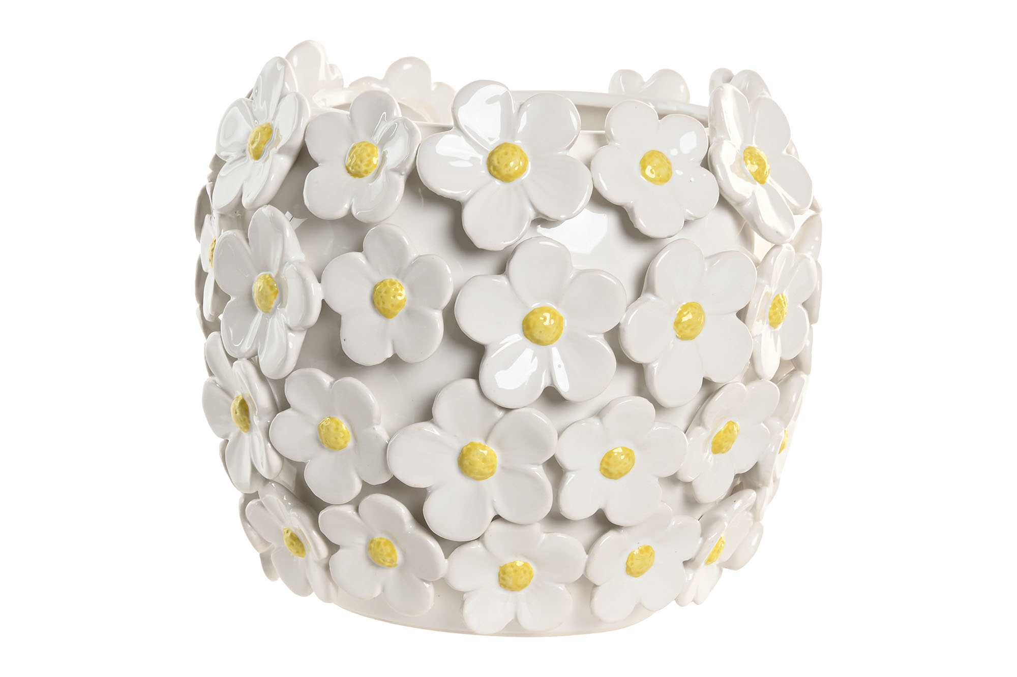 JARRON CERAMICA 21X21X18 MARGARITAS BLANCO