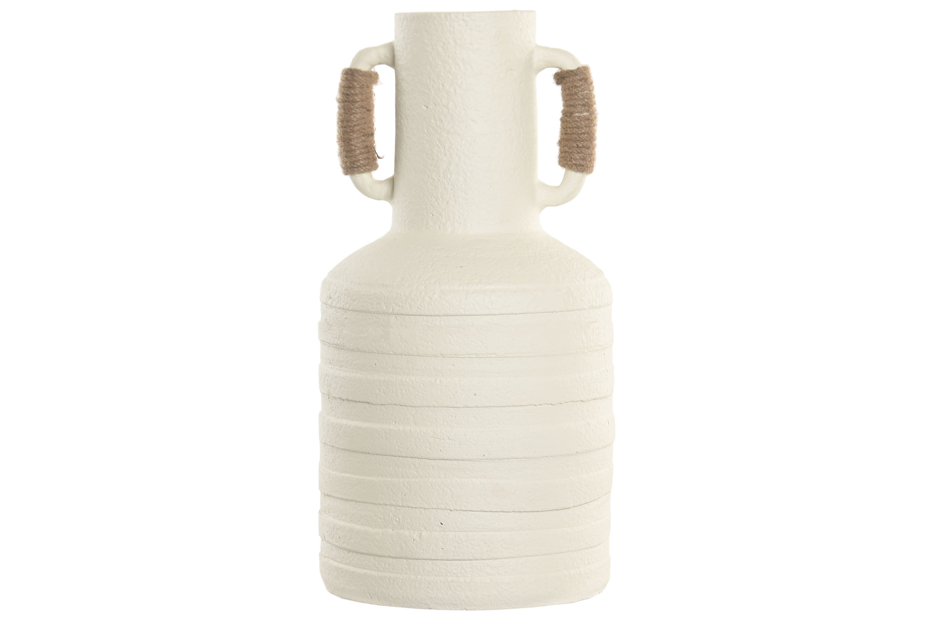 JARRON TERRACOTA RATAN 23X23X45 ASAS BLANCO
