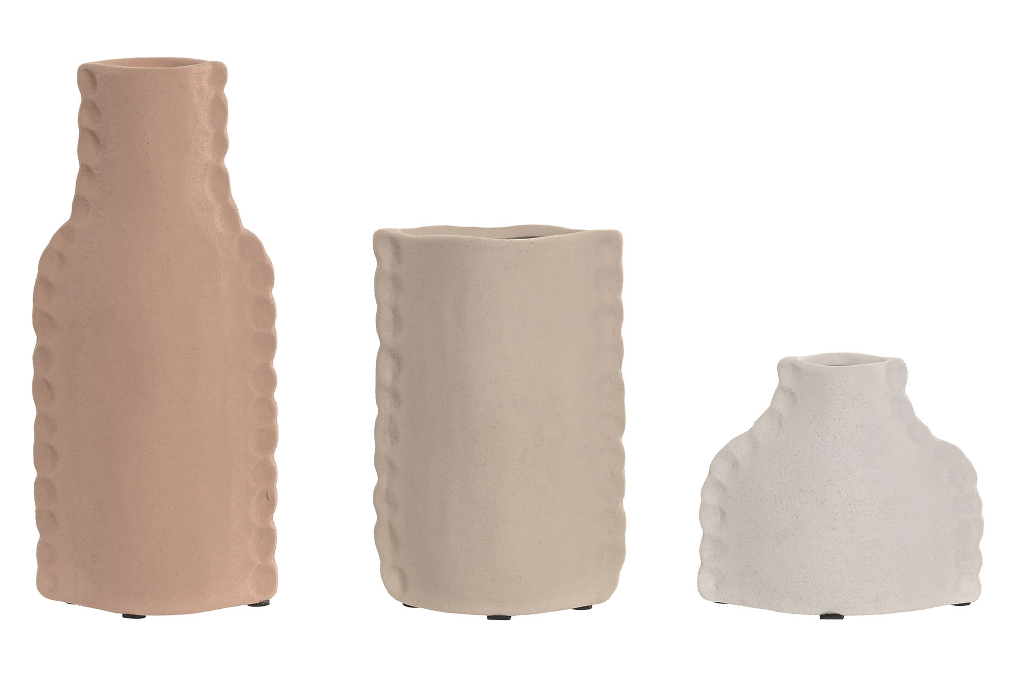 JARRON SET 3 GRES 10X7X24 RUGOSO MULTICOLOR