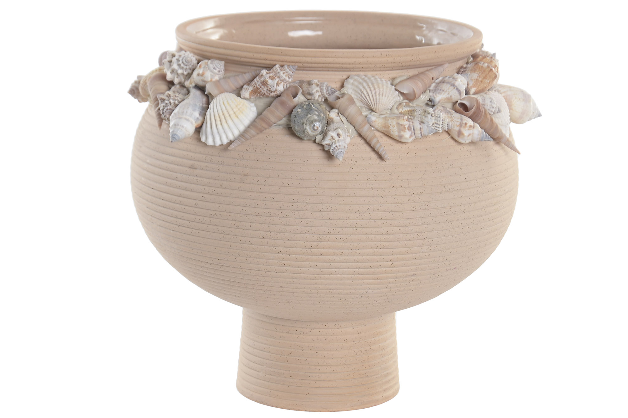 JARRON CERAMICA 21X21X20 CONCHAS CREMA