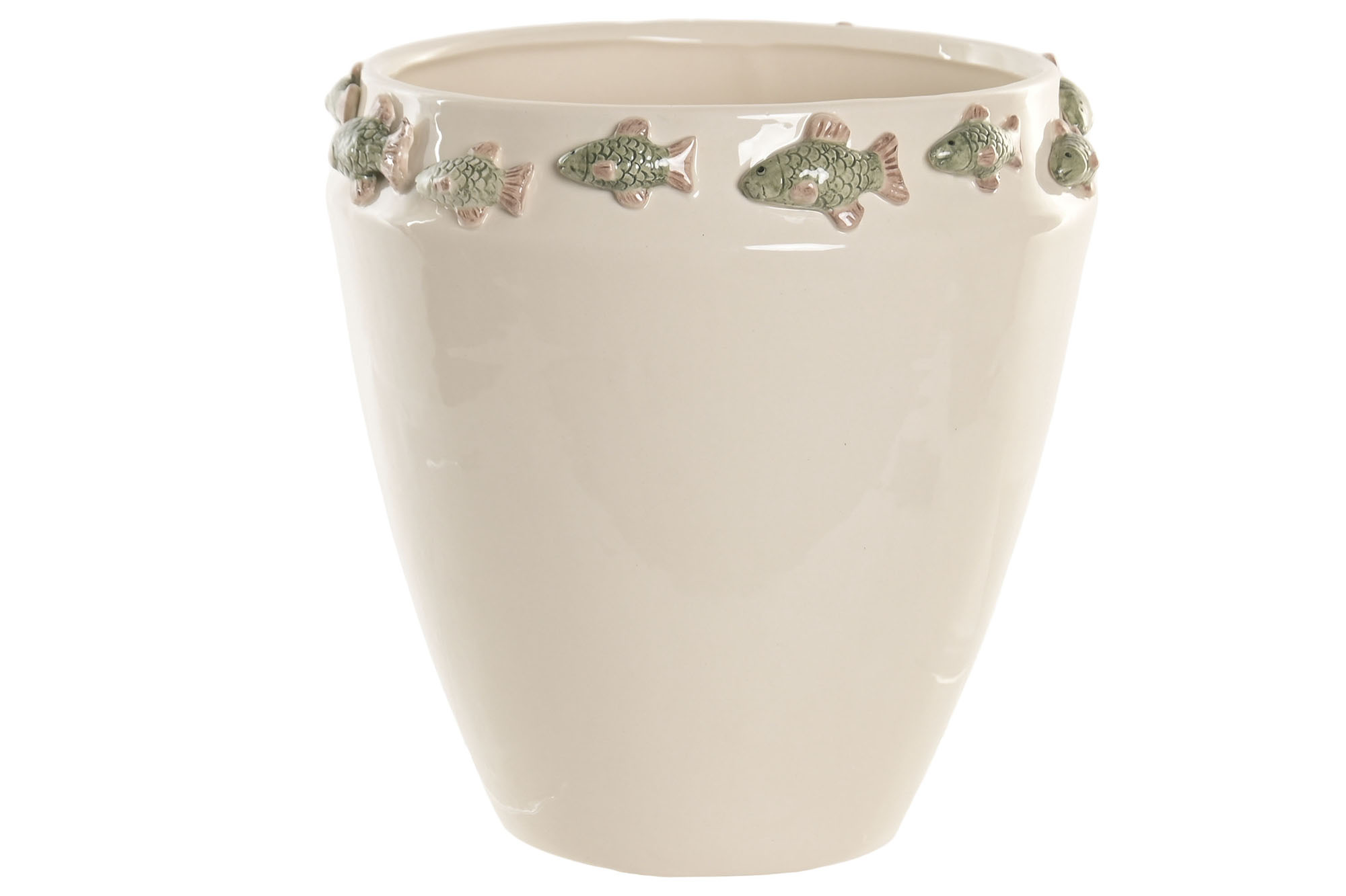 JARRON CERAMICA 25X25X25,5 PECES CREMA