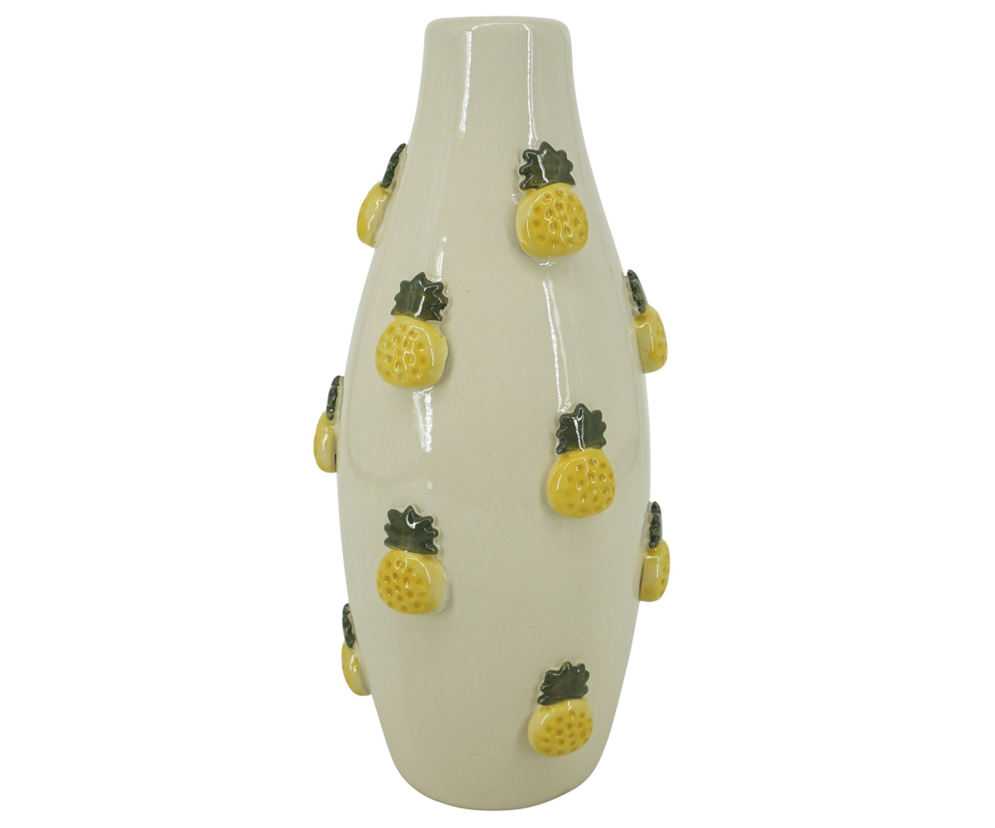 JARRON GRES 15X15X33 PIòAS RELIEVE AMARILLO