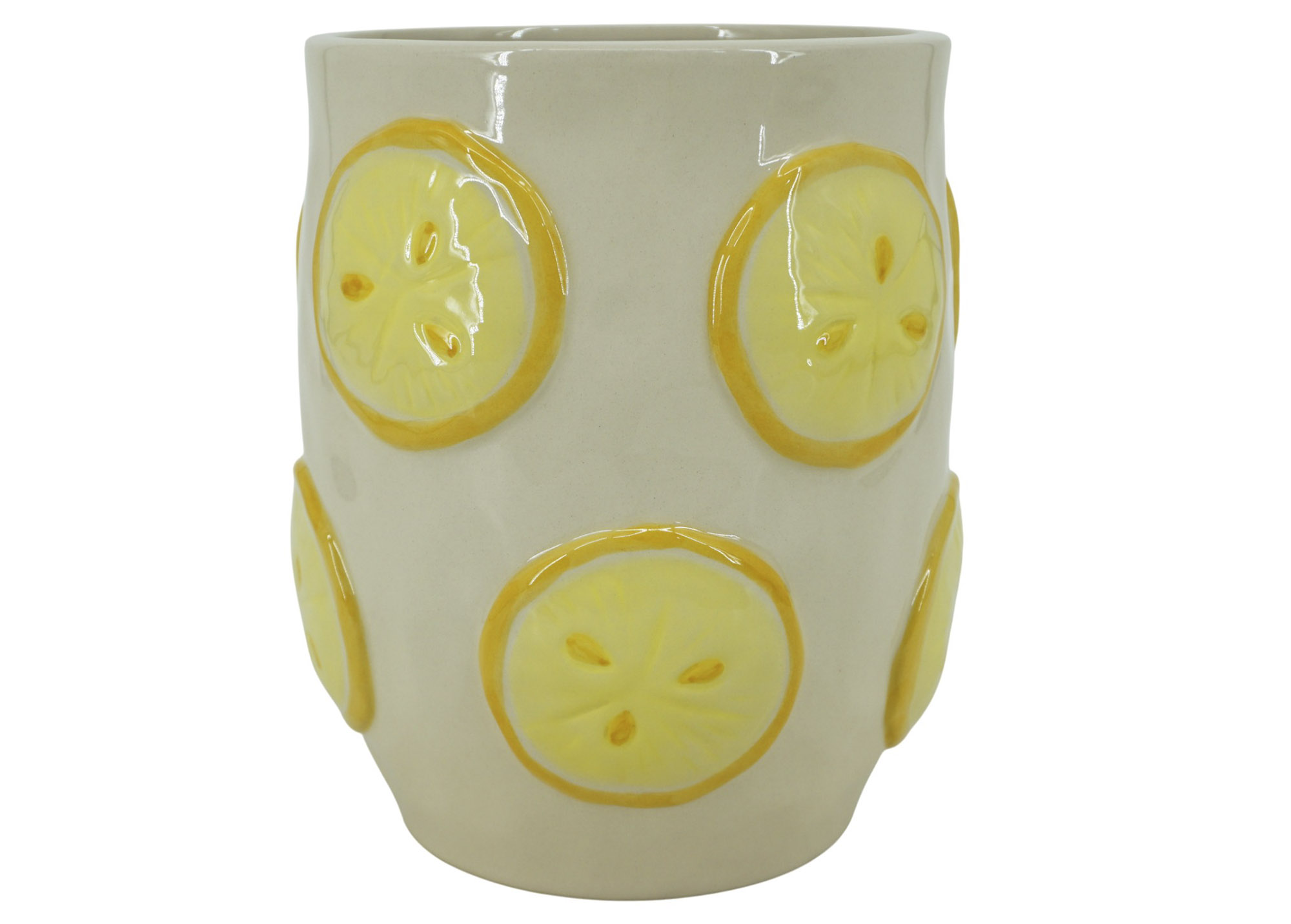 JARRON GRES 17X17X20 LIMONES RELIEVE AMARILLO