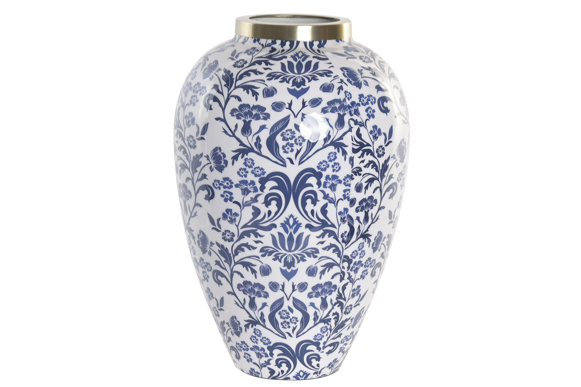 JARRON HIERRO 24X24X35 FLORAL LACADO AZUL