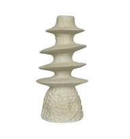 JARRON RESINA 18X18X49 ONDULADO BEIGE