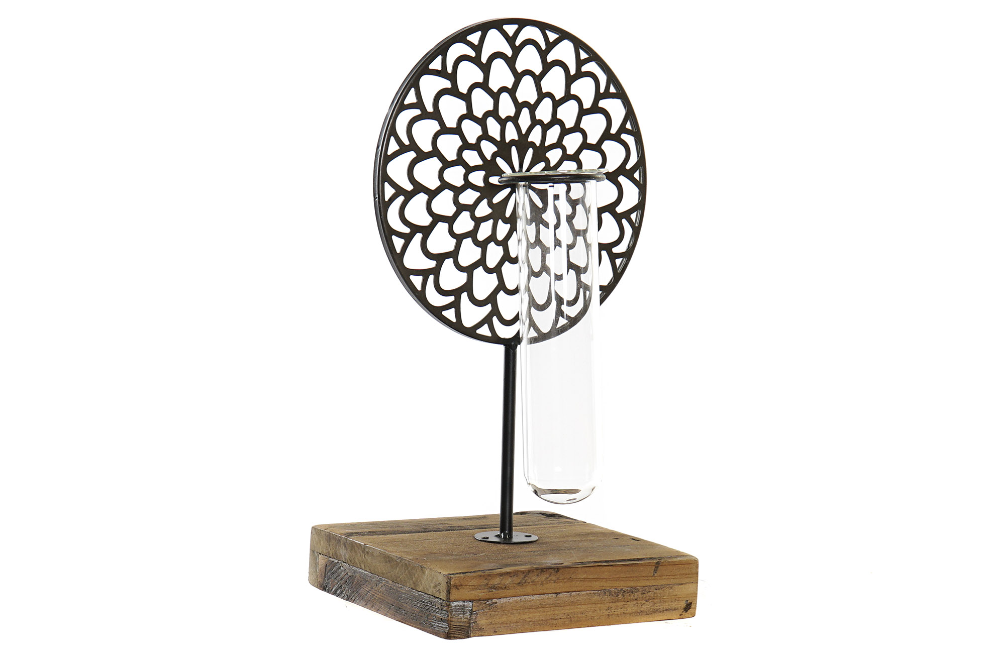 PORTAVELA METAL CRISTAL 20X20X36 MARRON