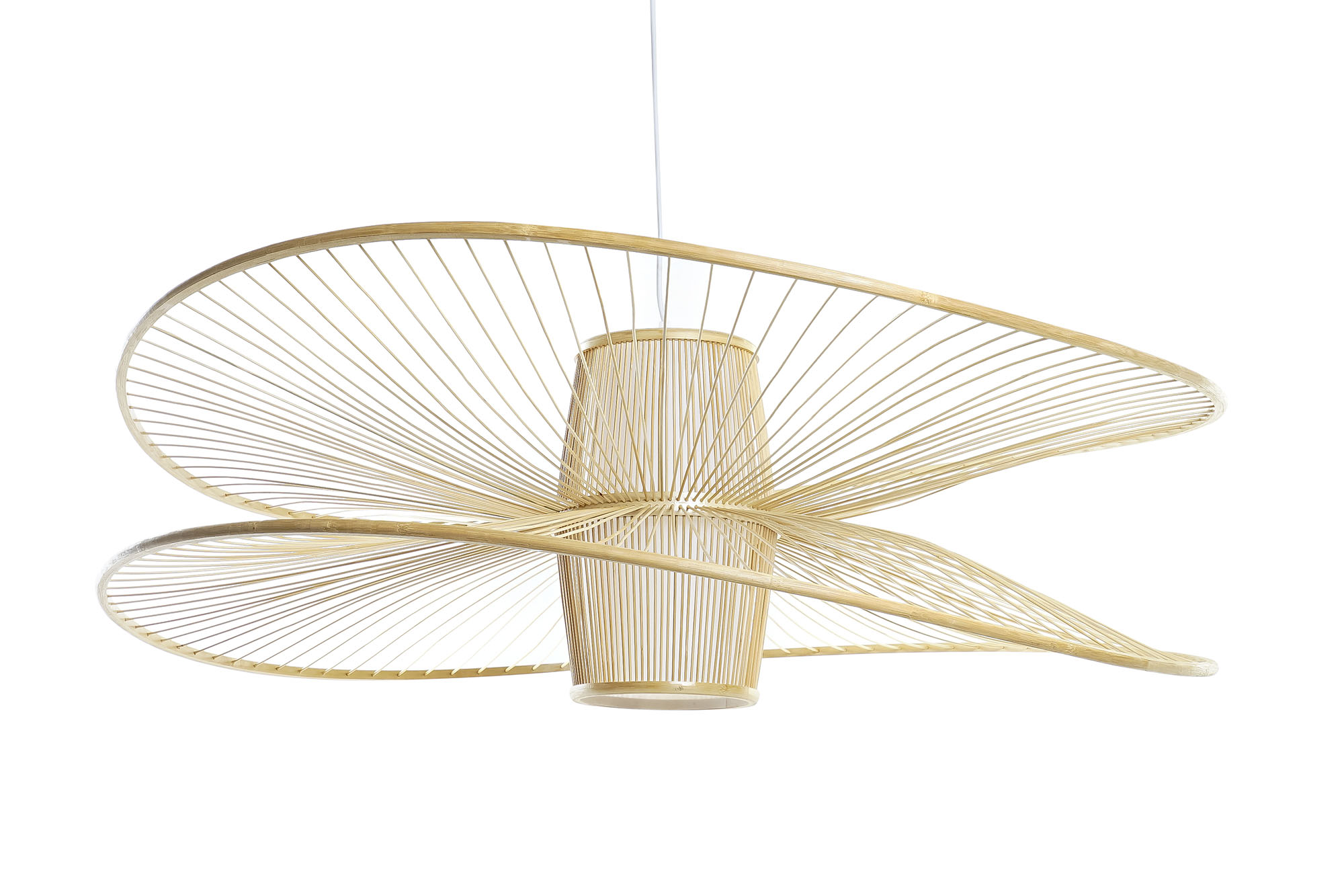 LAMPARA TECHO BAMBU POLIESTER 100X100X32 NATURAL
