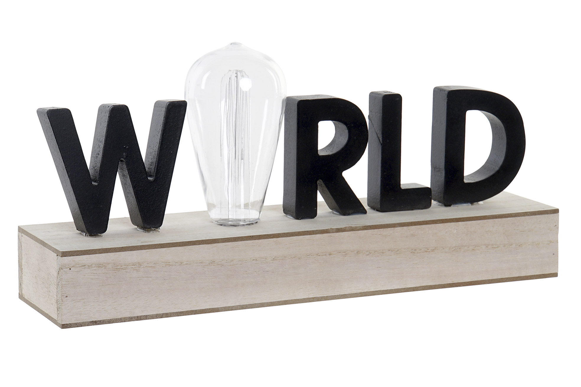 DECORACION LUMINOSA LED MDF 34X8X16 WORLD NEGRO