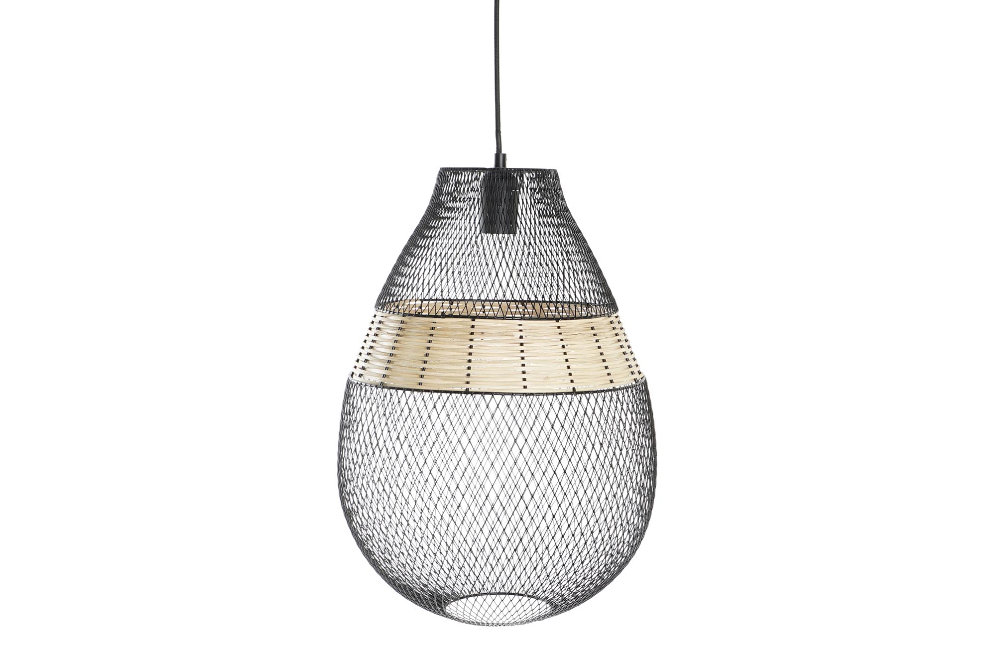 LAMPARA TECHO METAL RATAN 32X32X43 NEGRO