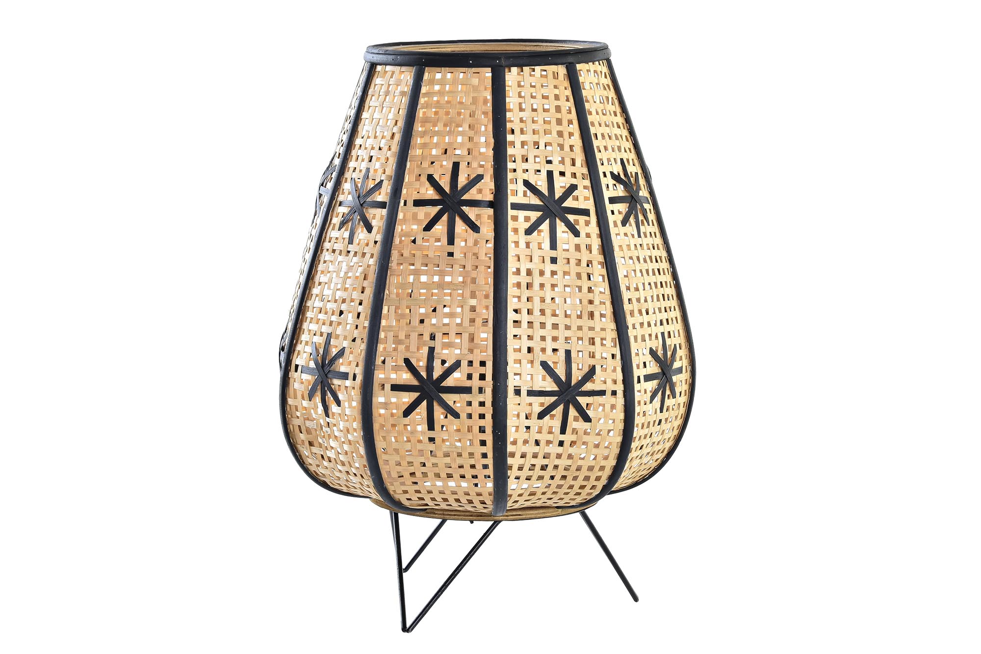 LAMPARA SOBREMESA RATAN METAL 37X37X47 FLOR