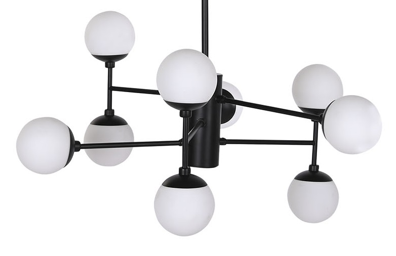 LAMPARA TECHO CRISTAL METAL 80X80X60 9 BOLAS NEGRO