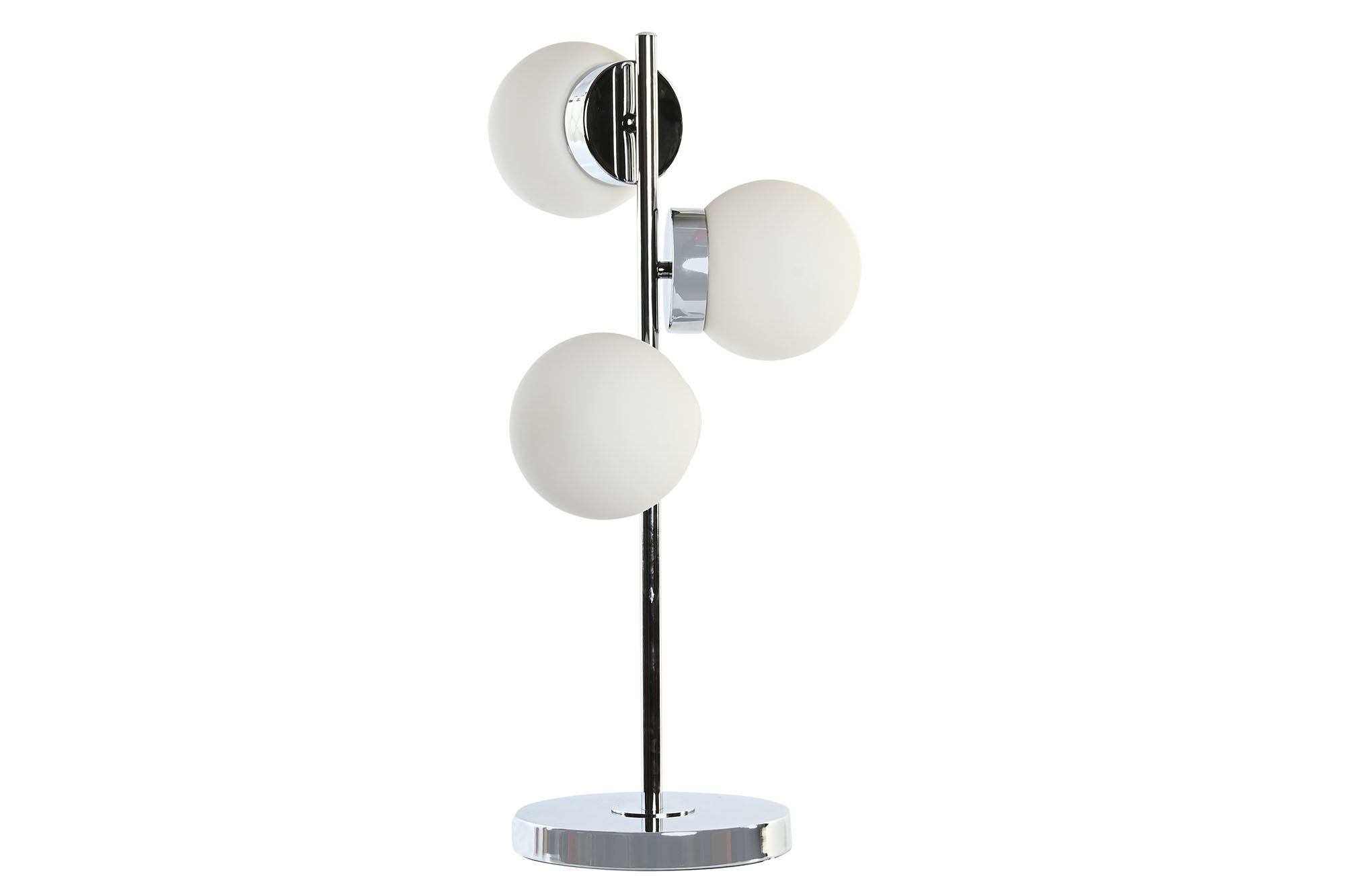 LAMPARA SOBREMESA CRISTAL METAL 26X26X59 3 BOLAS