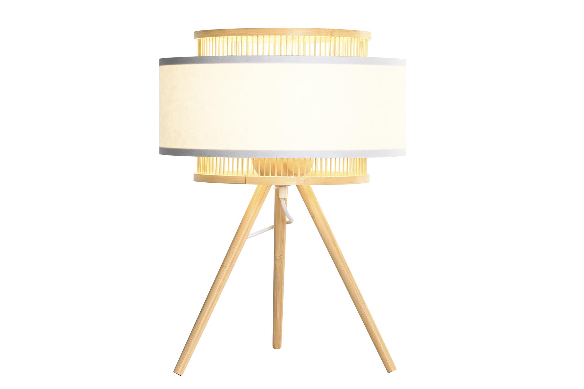 LAMPARA SOBREMESA BAMBU POLIESTER 36X36X48 E27