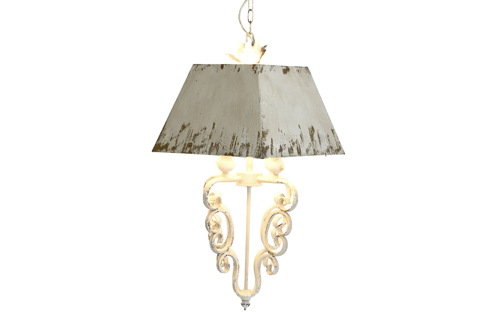 LAMPARA TECHO METAL 37,5X37,5X73,5 ENVEJECIDO