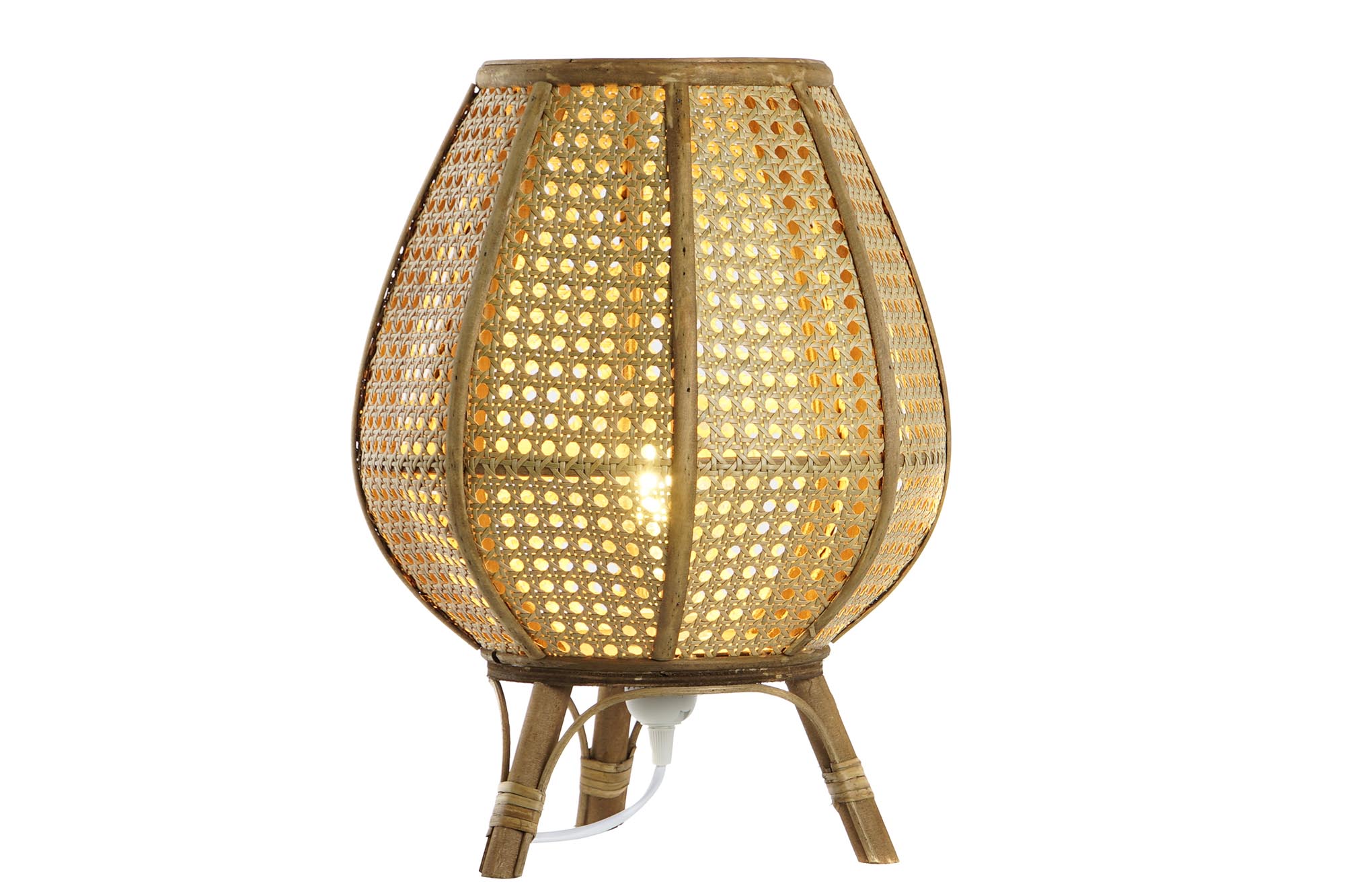 LAMPARA SOBREMESA RATAN 29X29X40 NATURAL MARRON