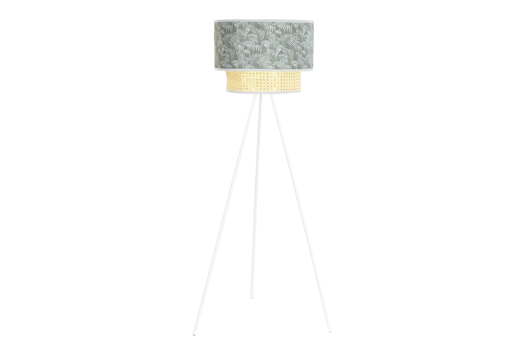 LAMPARA PIE METAL POLIESTER 40X40X129 PALMERAS