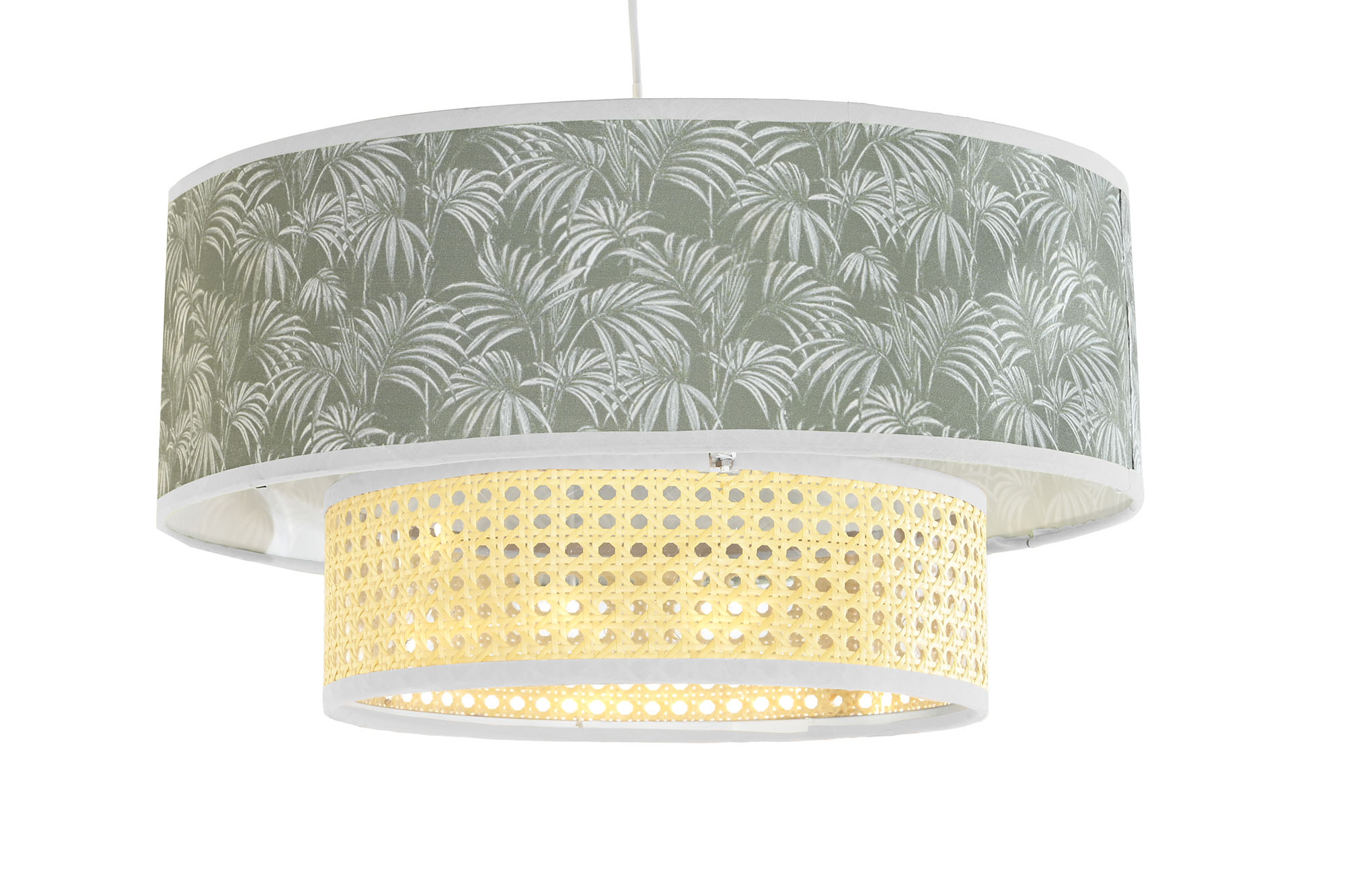 LAMPARA TECHO POLIESTER 46X46X25 PALMERAS VERDE