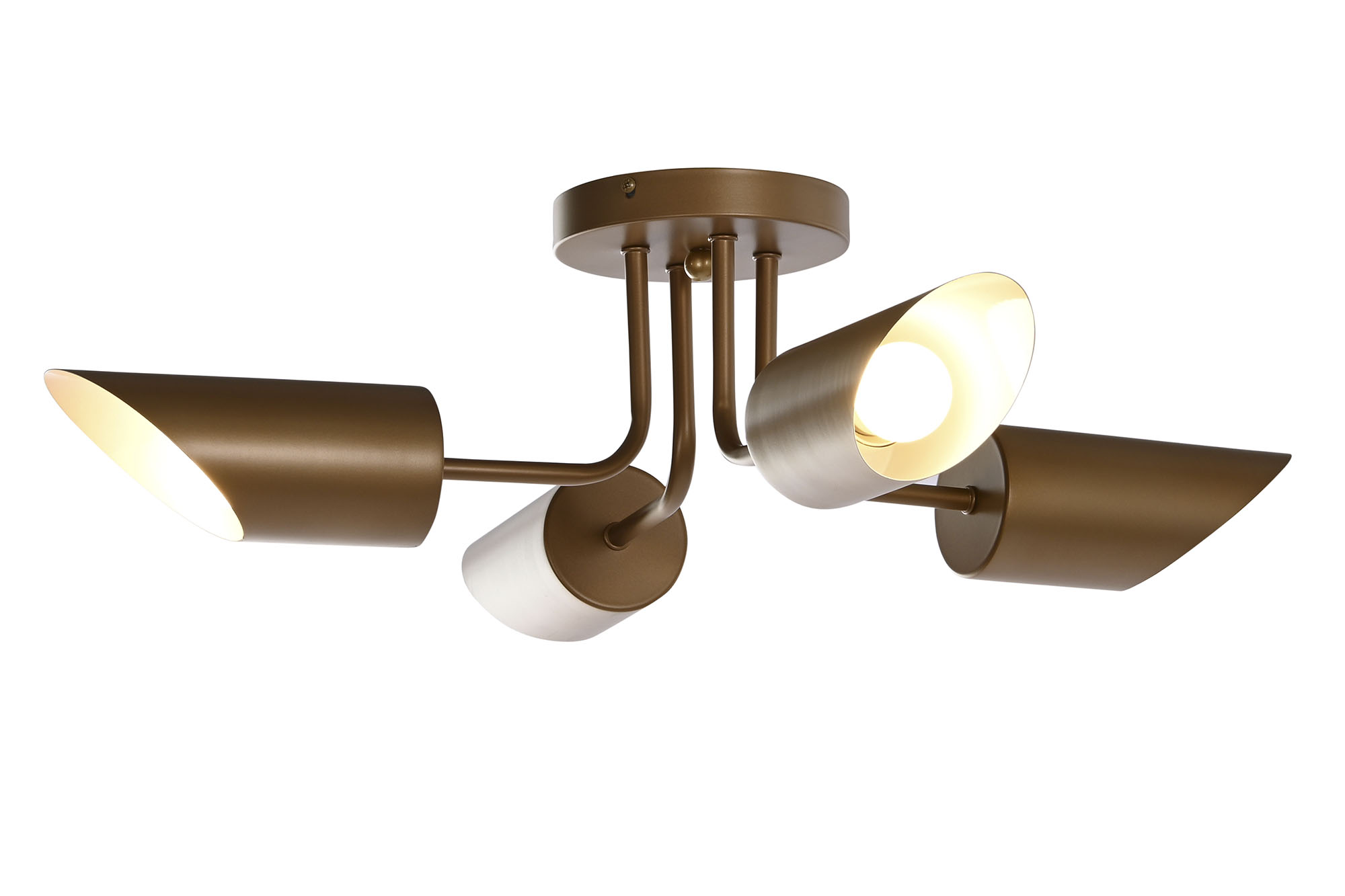 LAMPARA TECHO METAL 67X67X20 4 FOCOS DORADO