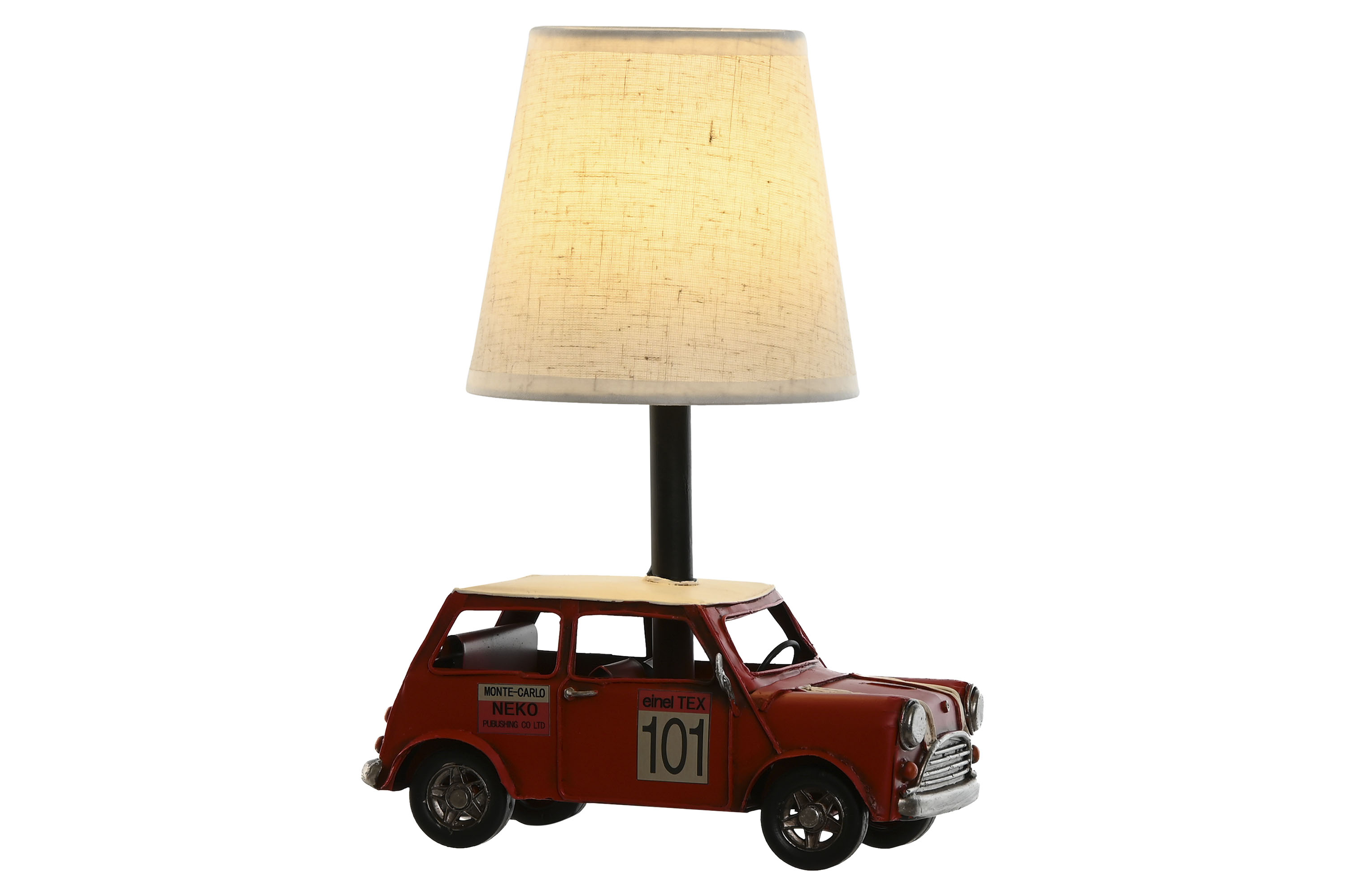 LAMPARA SOBREMESA METAL LINO 27X20X13 COCHE ROJO