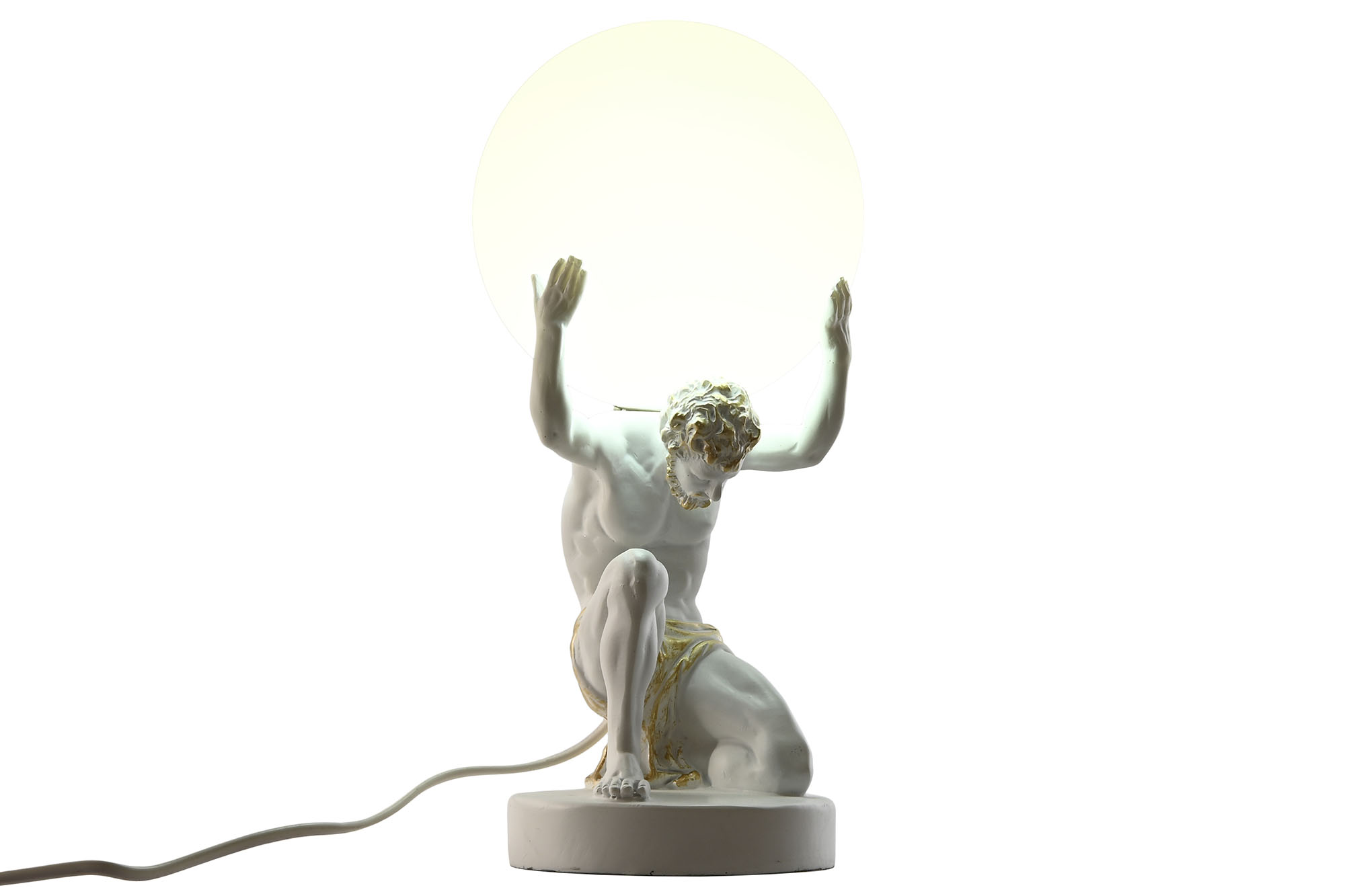 LAMPARA SOBREMESA RESINA 14X14X32 ATLAS BLANCO