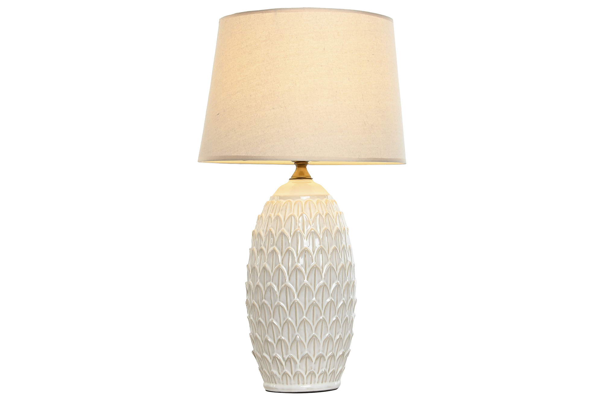 LAMPARA SOBREMESA PORCELANA ALGODON 36X36X64 HOJAS