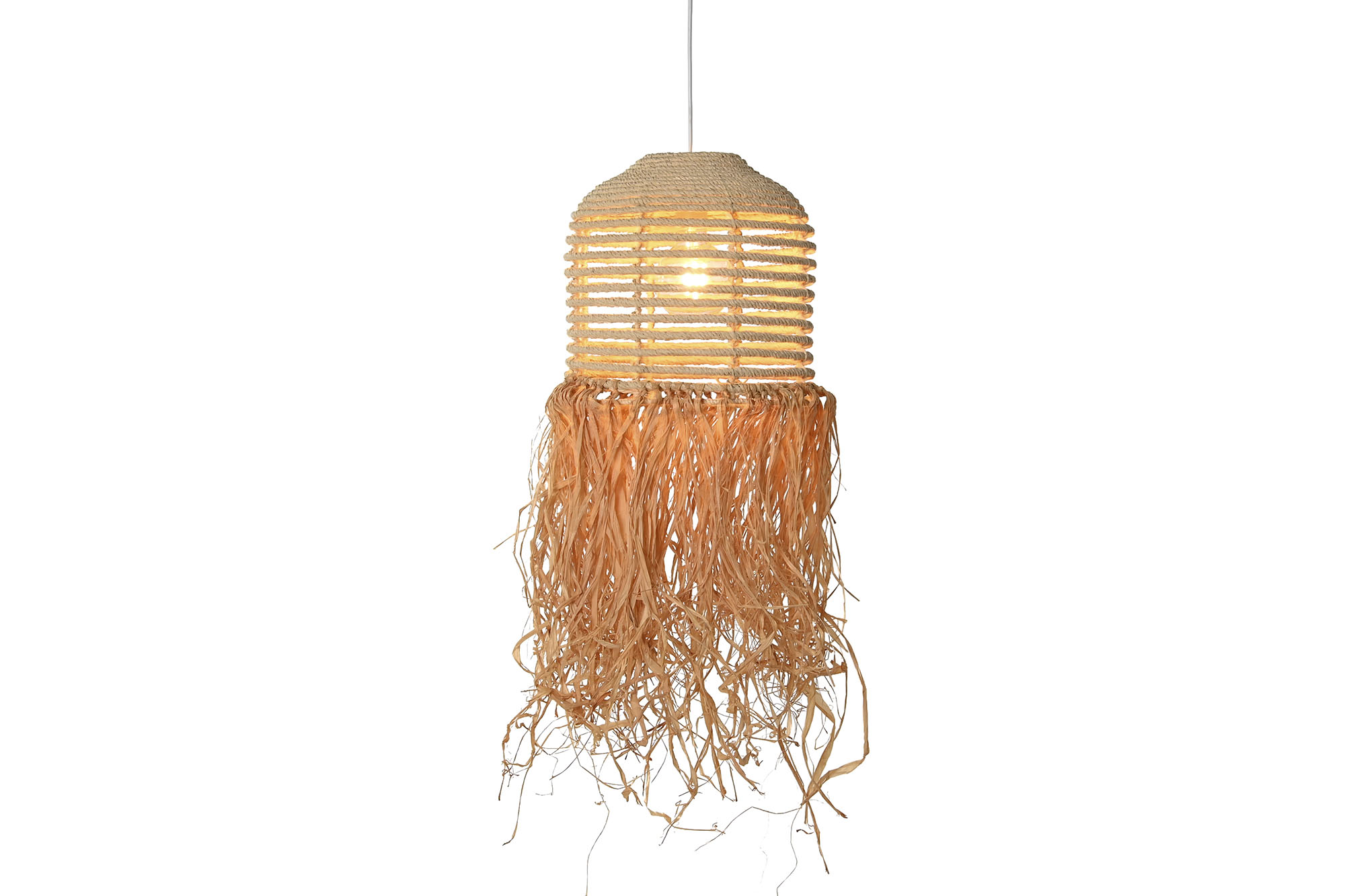 LAMPARA TECHO RATAN 30X30X65 HECHA A MANO NATURAL
