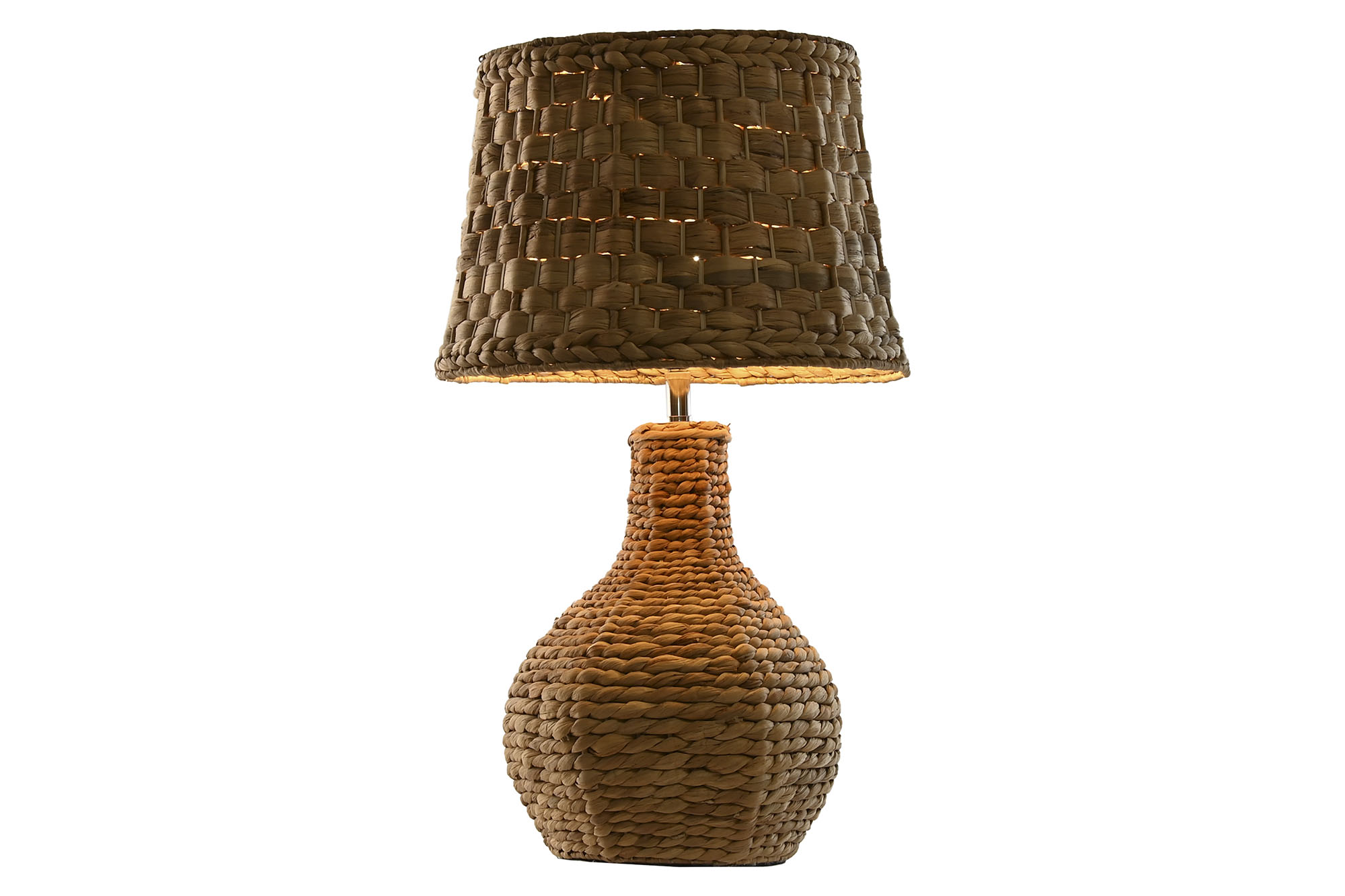 LAMPARA SOBREMESA FIBRA METAL 38X38X66 NATURAL