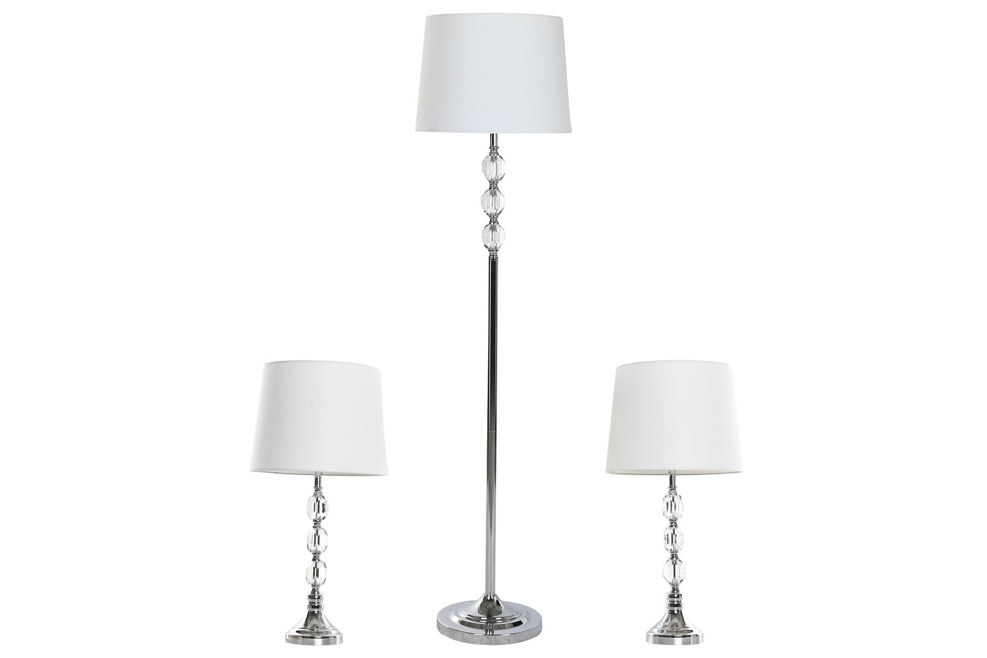 LAMPARA PIE SET 3 CRISTAL 35X35X150 CON 2 DE SOBRE