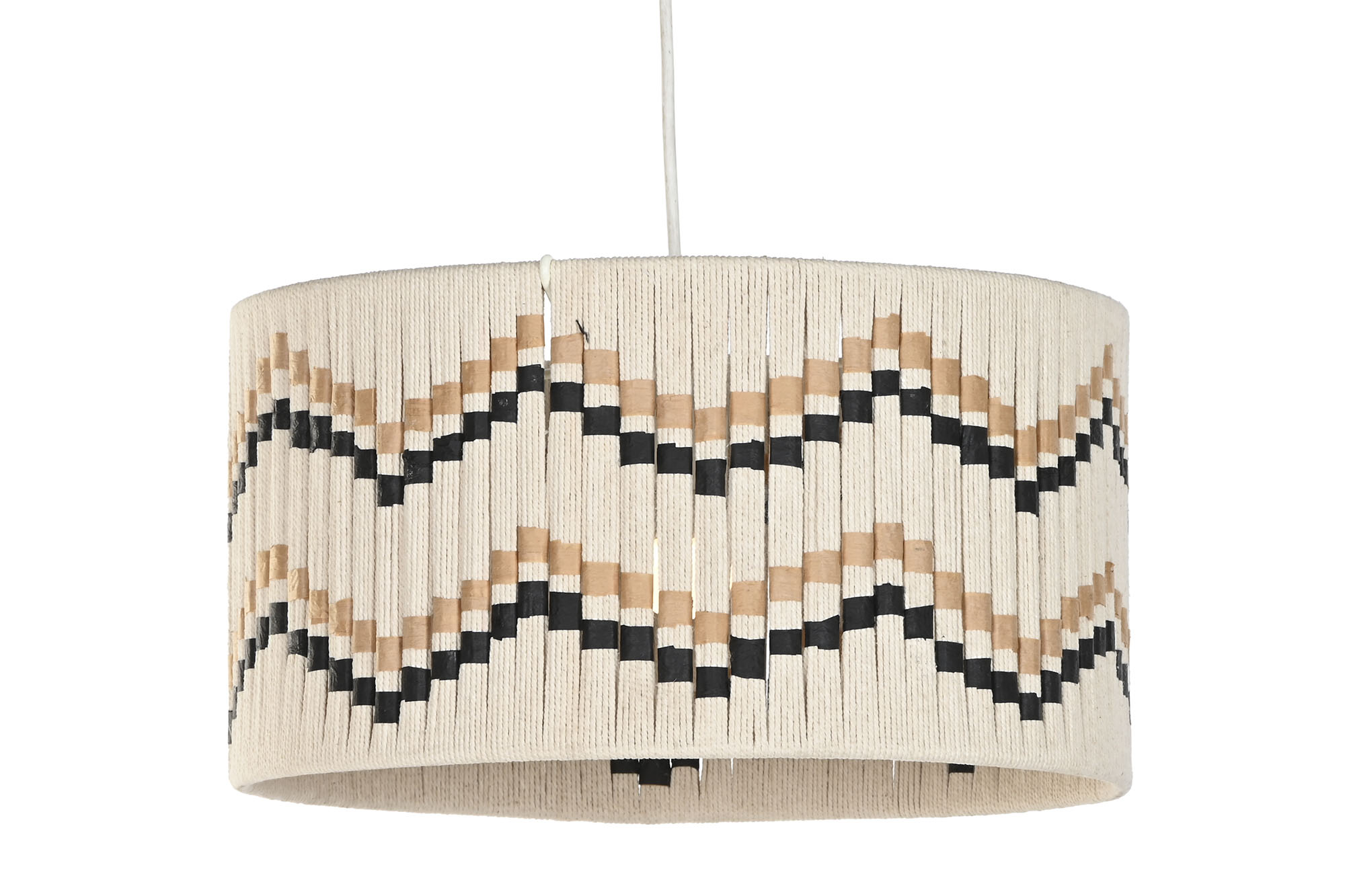LAMPARA TECHO ALGODON RAFIA 39X39X21 TRENZADO
