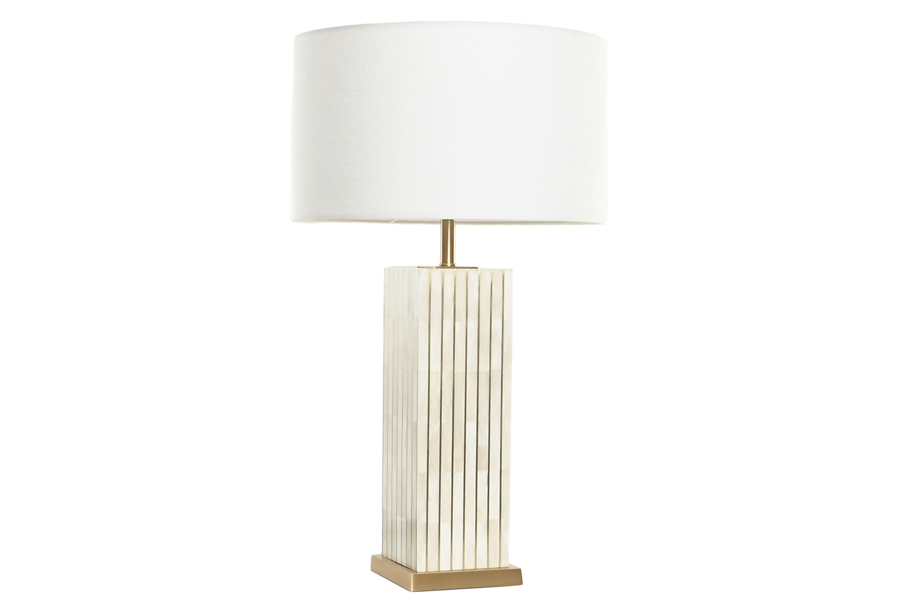 LAMPARA SOBREMESA LATON HUESO 40,5X40,5X54 BEIGE