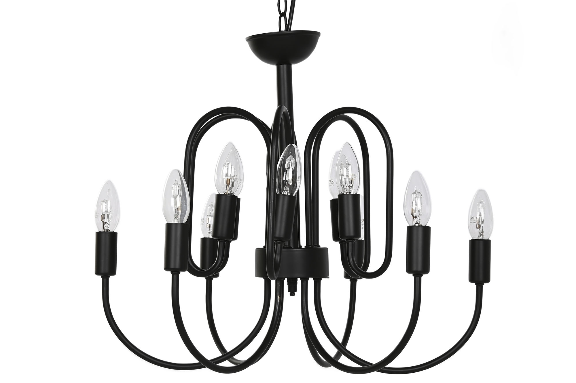 LAMPARA TECHO METAL 54X54X46 12 BRAZOS NEGRO
