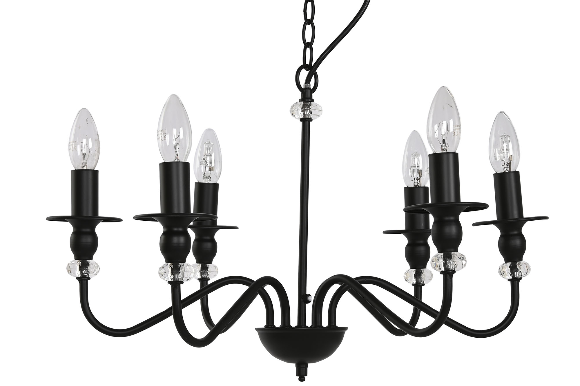 LAMPARA TECHO METAL 54X54X46 6 BRAZOS NEGRO