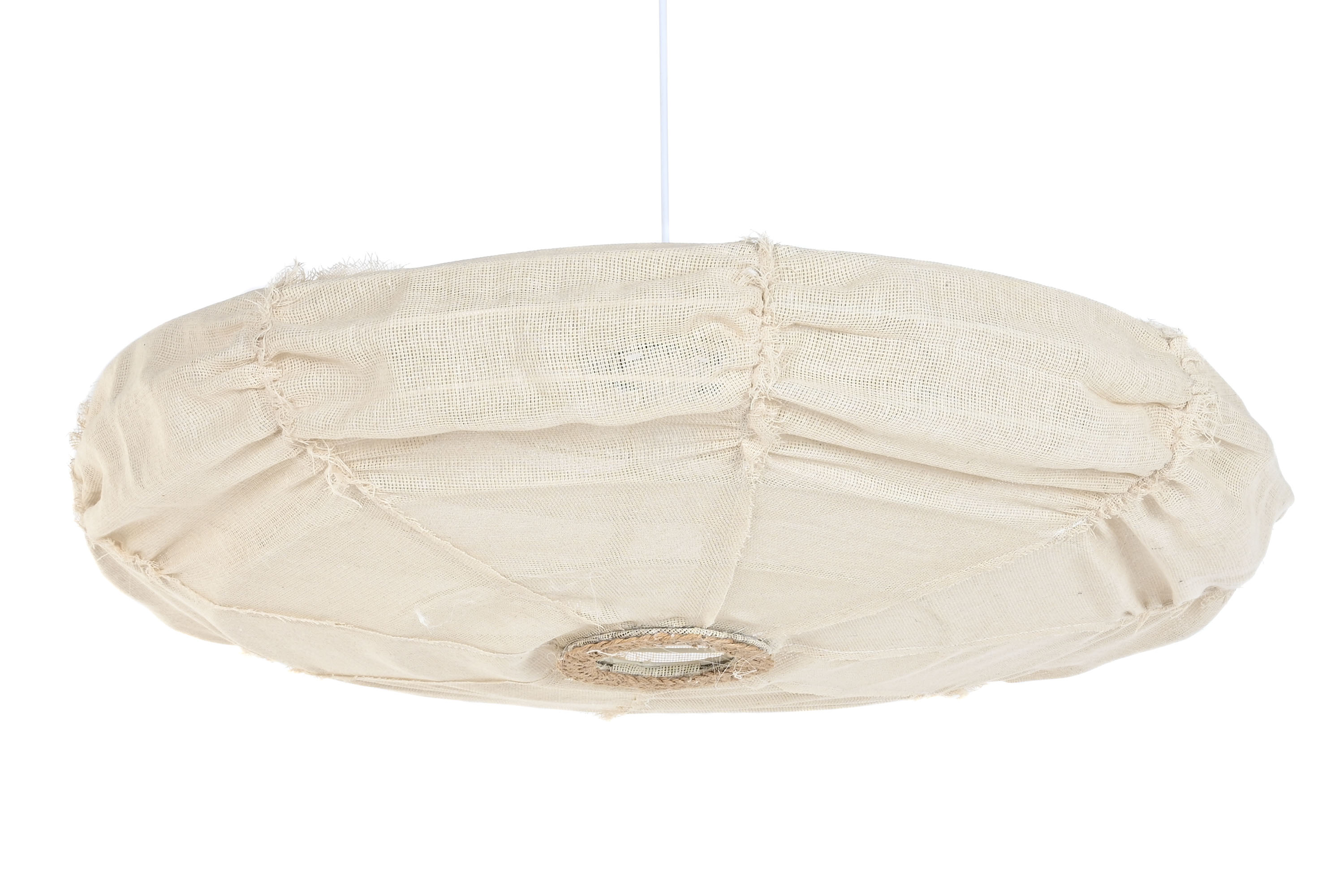 LAMPARA TECHO LINO CUERDA 80X80X20 NATURAL CRUDO