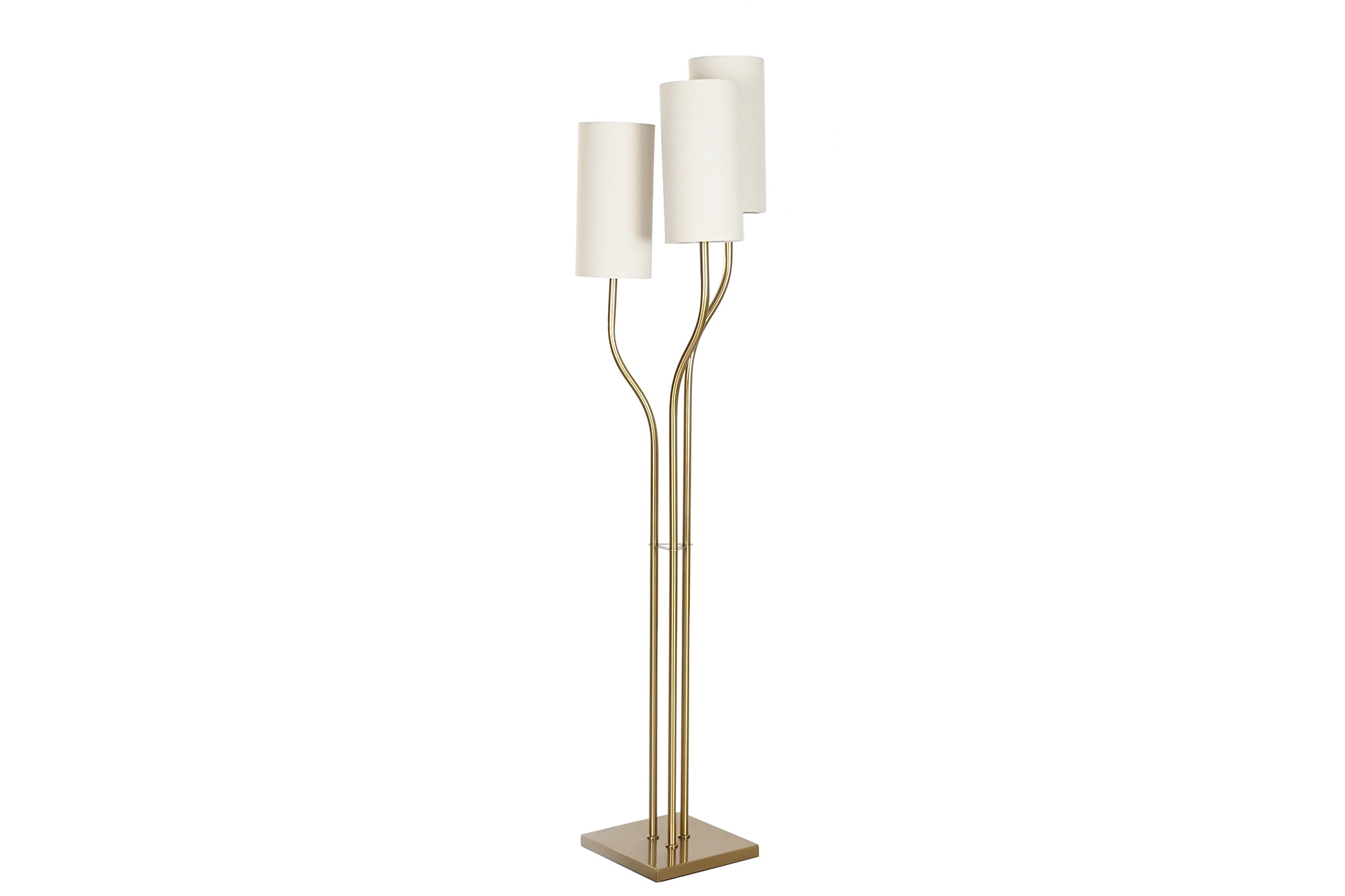 LAMPARA PIE HIERRO LINO 40X40X173 3 PANTALLAS