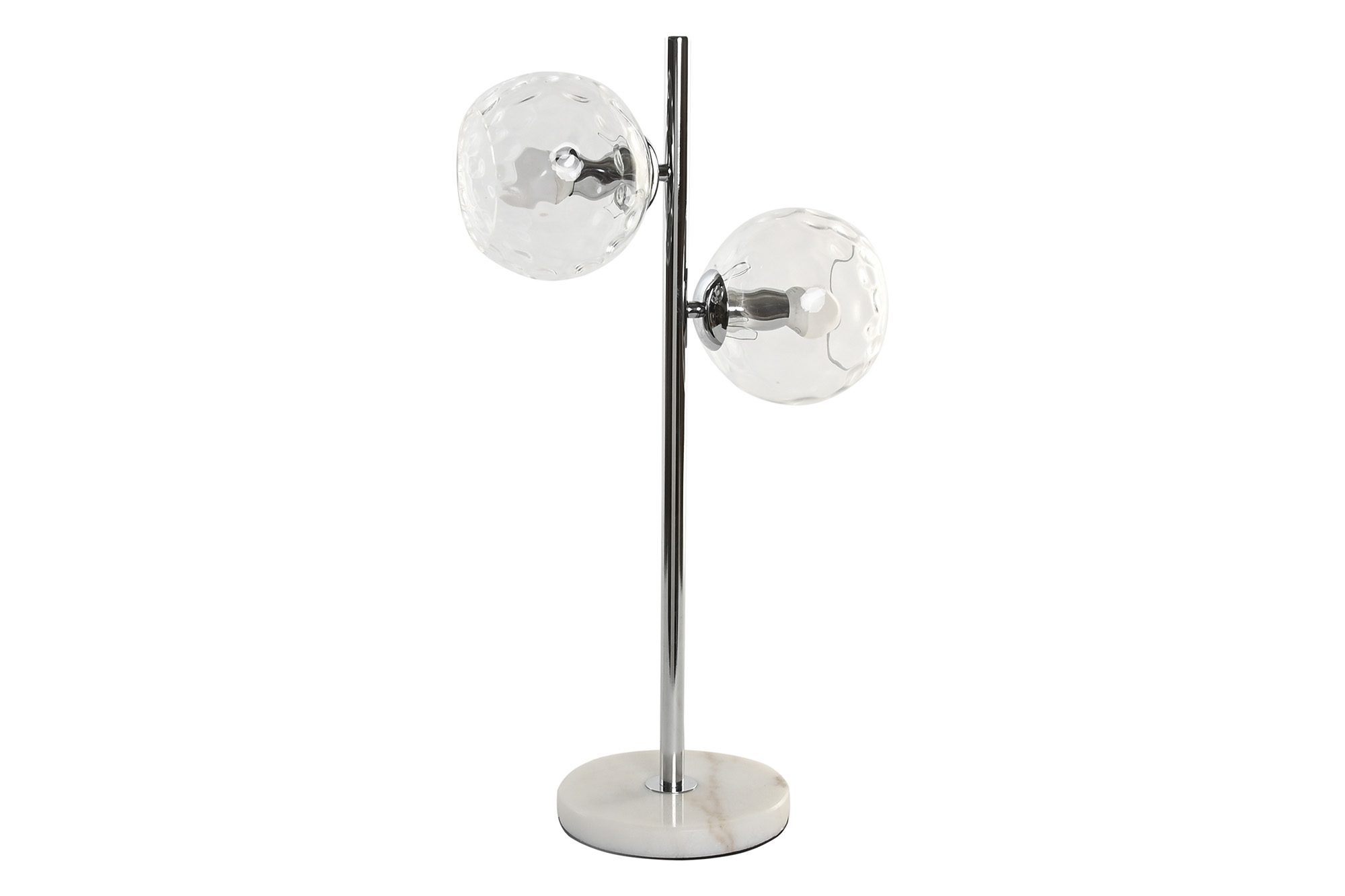 LAMPARA SOBREMESA HIERRO CRISTAL 32X18X60 2 BOLAS