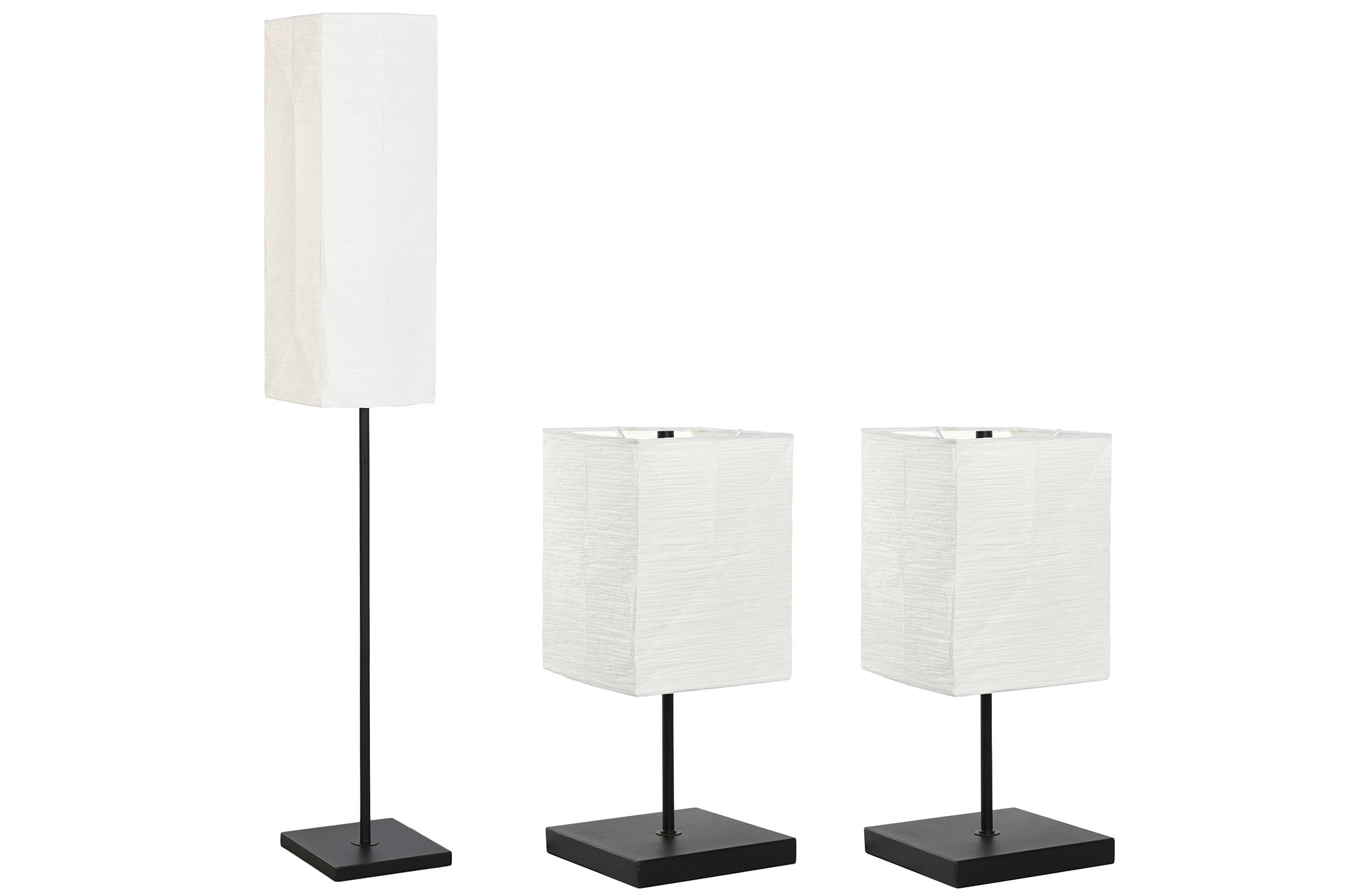 LAMPARA PIE SET 3 METAL 22X22X150 CON 2 SOBREMESA