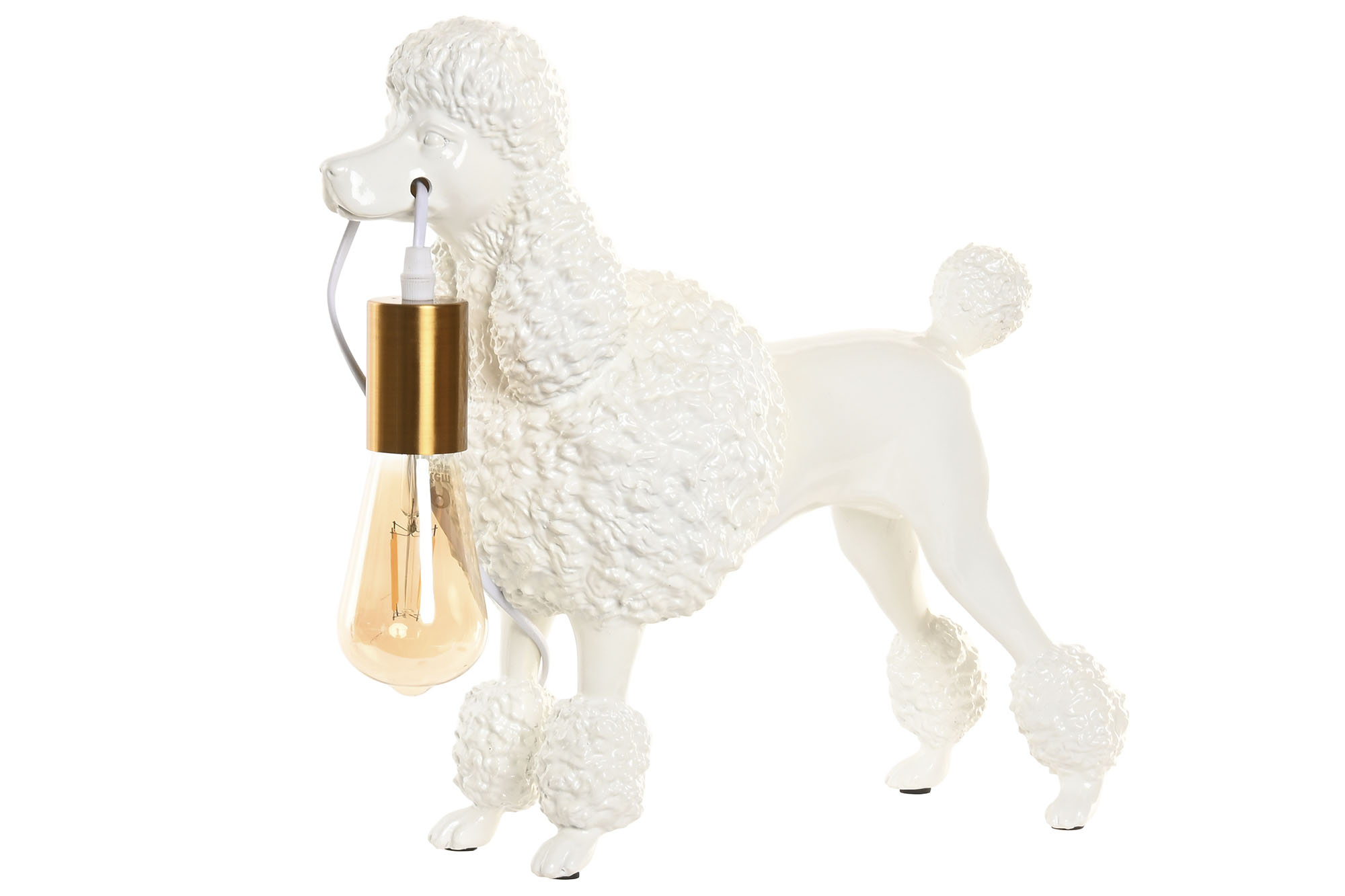 LAMPARA SOBREMESA RESINA 40X15X36 PERRO BLANCO